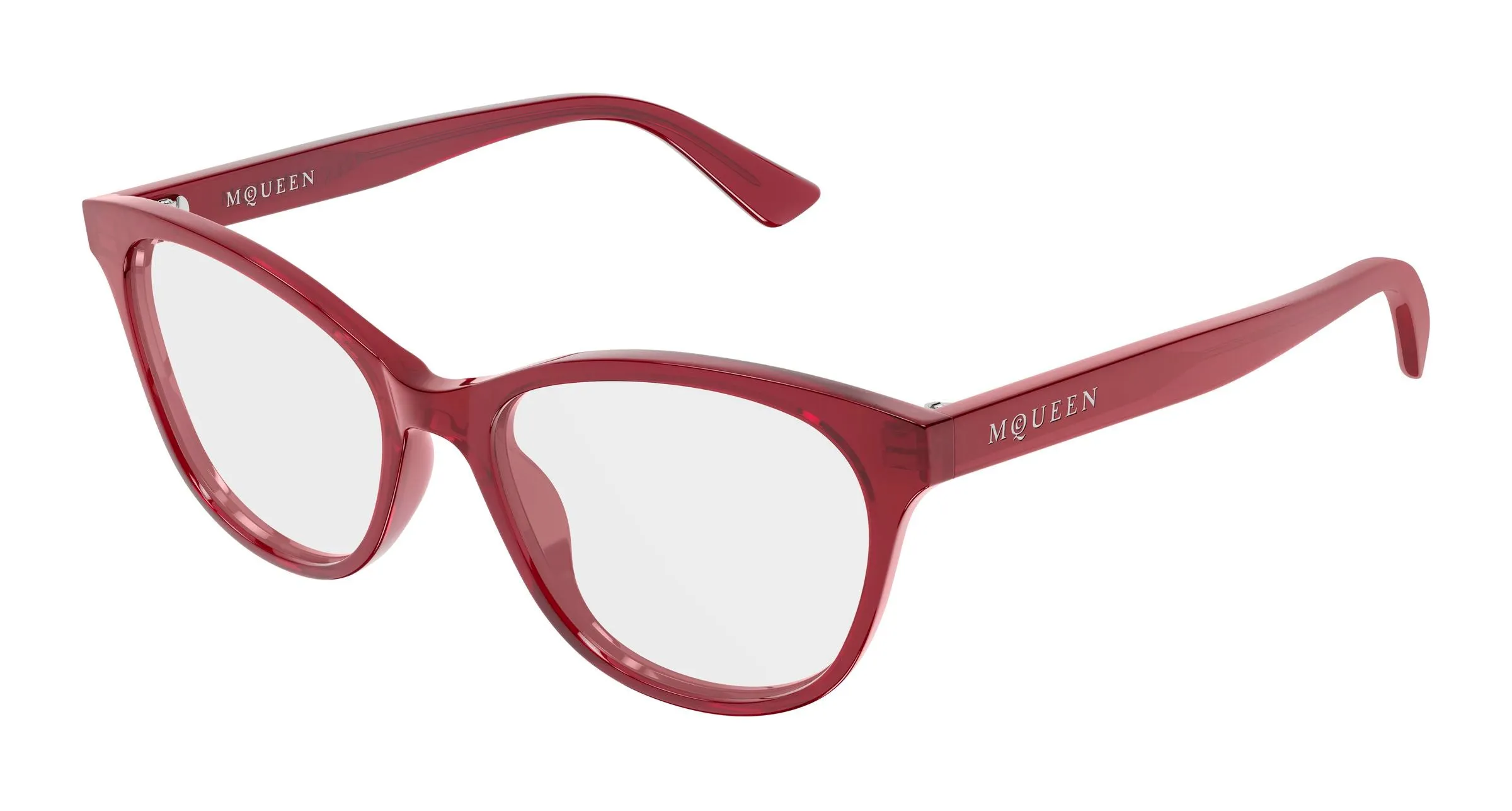 Alexander McQueen AM0576O 011 Montature da vista Acetato Rosso Trasparente Cat Eye - immagine 1