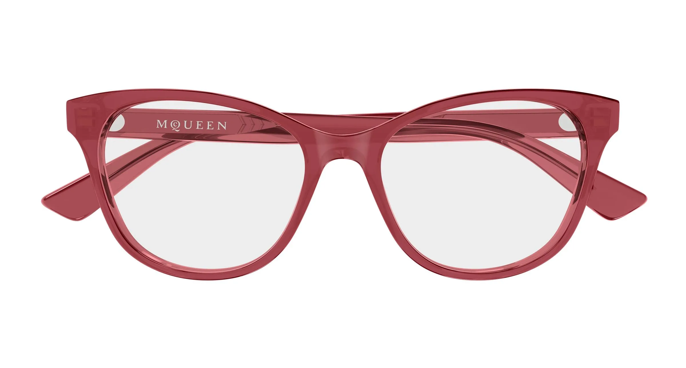 Alexander McQueen AM0576O 011 Montature da vista Acetato Rosso Trasparente Cat Eye - immagine 2