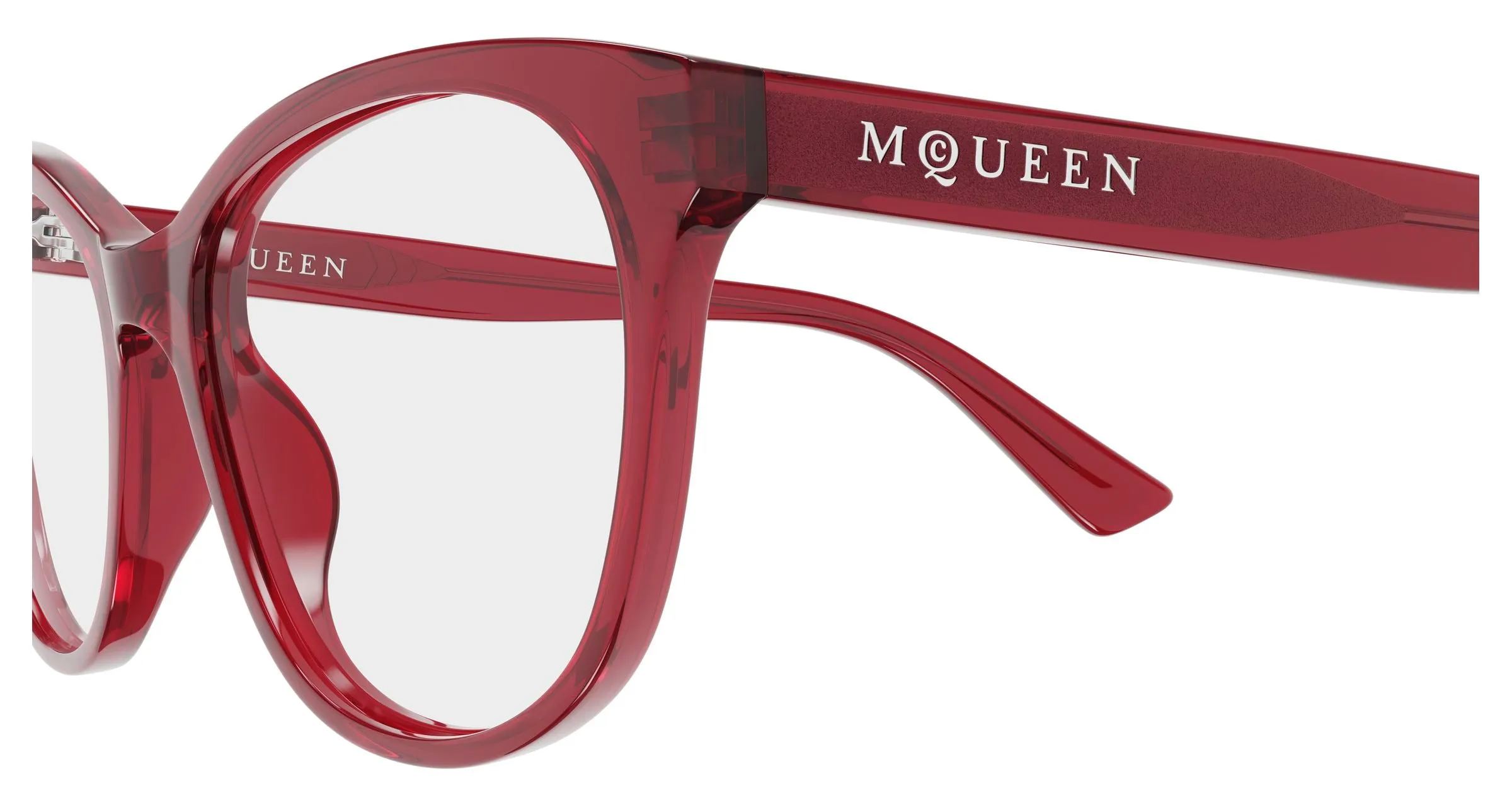 Alexander McQueen AM0576O 011 Montature da vista Acetato Rosso Trasparente Cat Eye - immagine 3