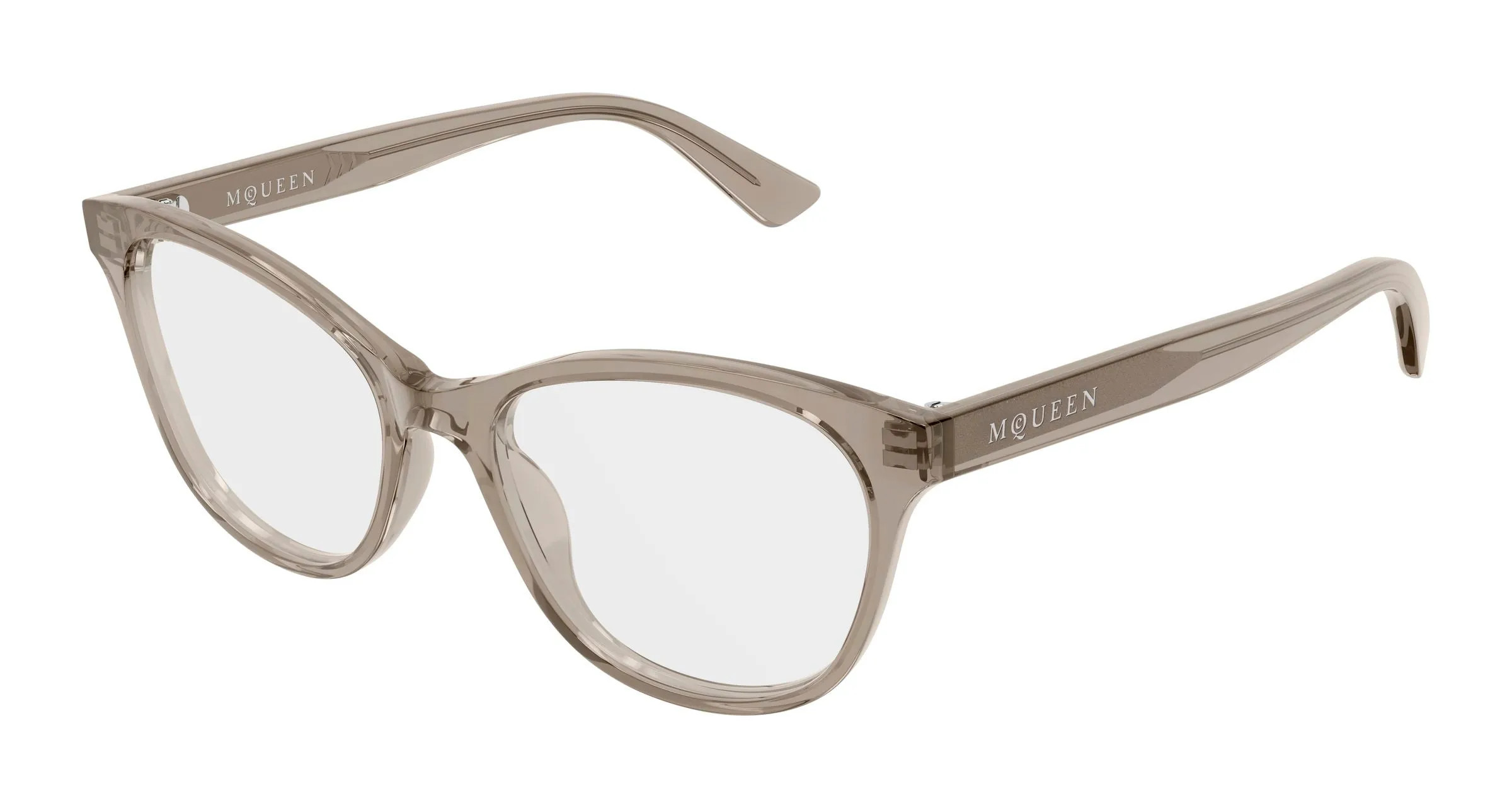 Alexander McQueen AM0576O 010 Montature da vista Acetato Marrone Trasparente Cat Eye - immagine 1