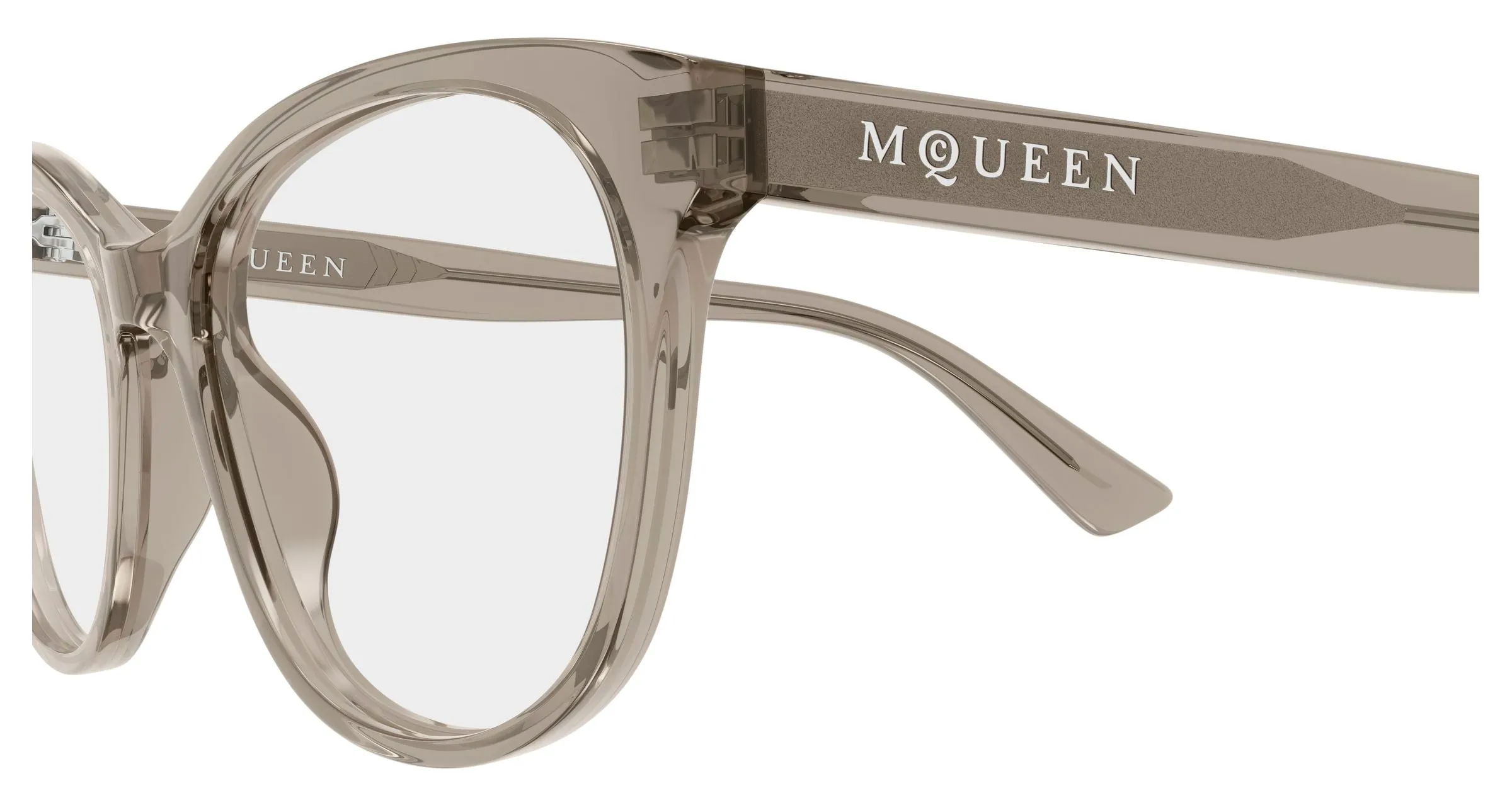 Alexander McQueen AM0576O 010 Montature da vista Acetato Marrone Trasparente Cat Eye - immagine 3