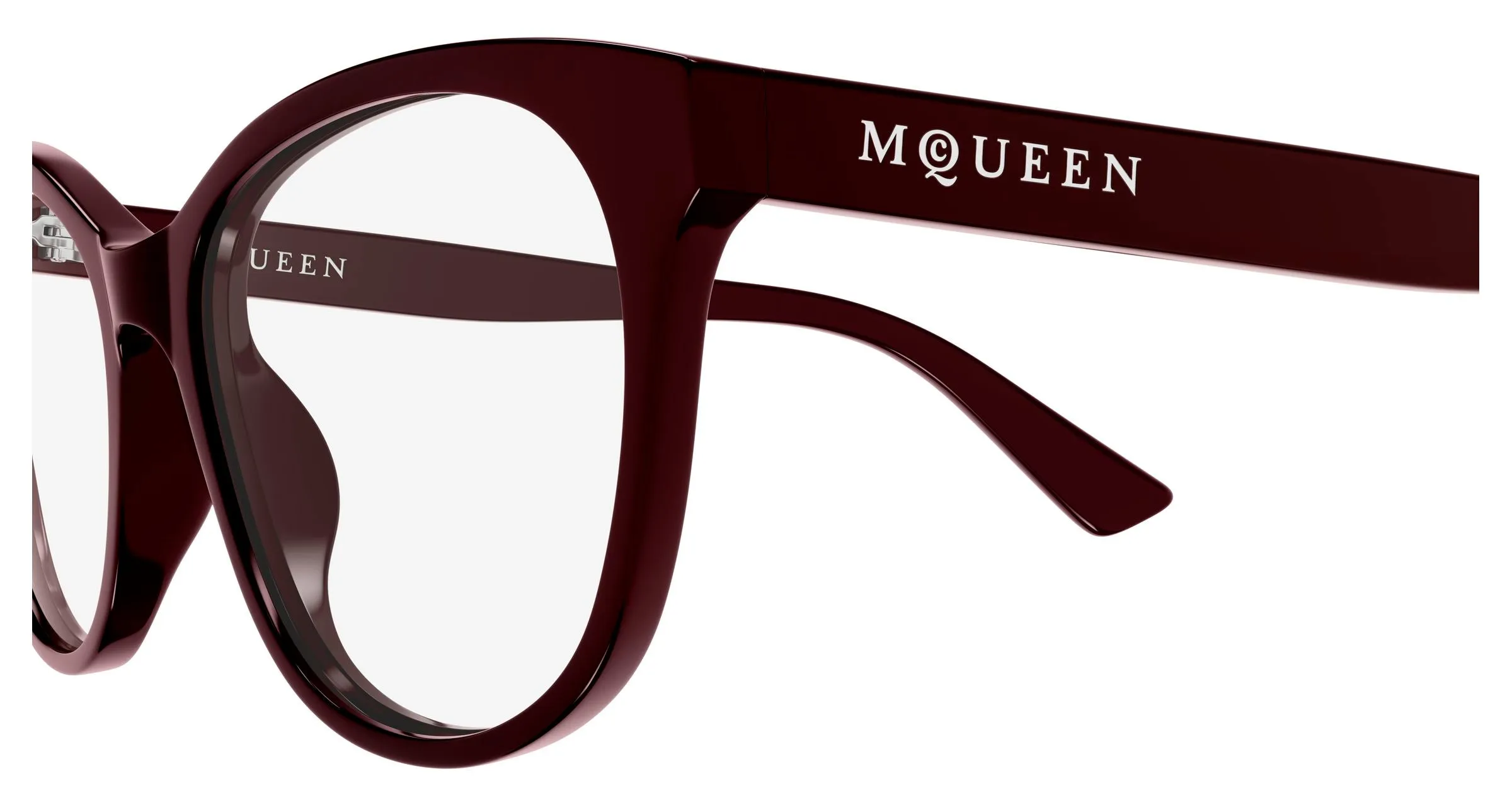 Alexander McQueen AM0576O 009 Montature da vista Acetato Rosso Trasparente Cat Eye - immagine 3