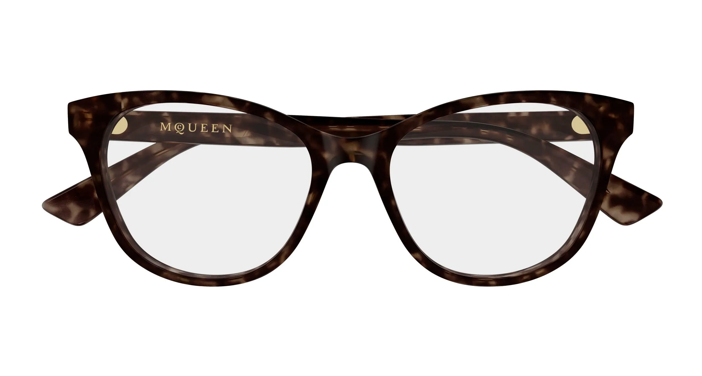 Alexander McQueen AM0576O 008 Montature da vista Acetato Havana Trasparente Cat Eye - immagine 2
