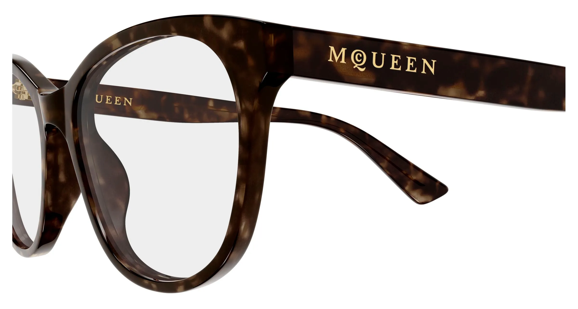 Alexander McQueen AM0576O 008 Montature da vista Acetato Havana Trasparente Cat Eye - immagine 3