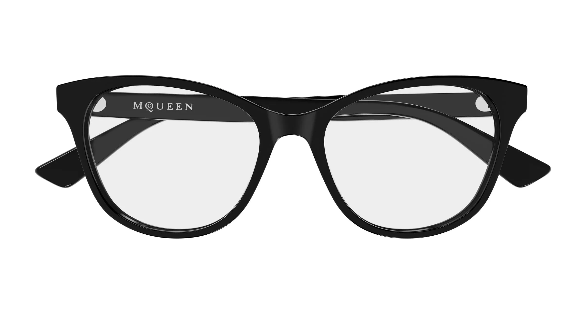Alexander McQueen AM0576O 007 Montature da vista Acetato Nero Trasparente Cat Eye - immagine 2