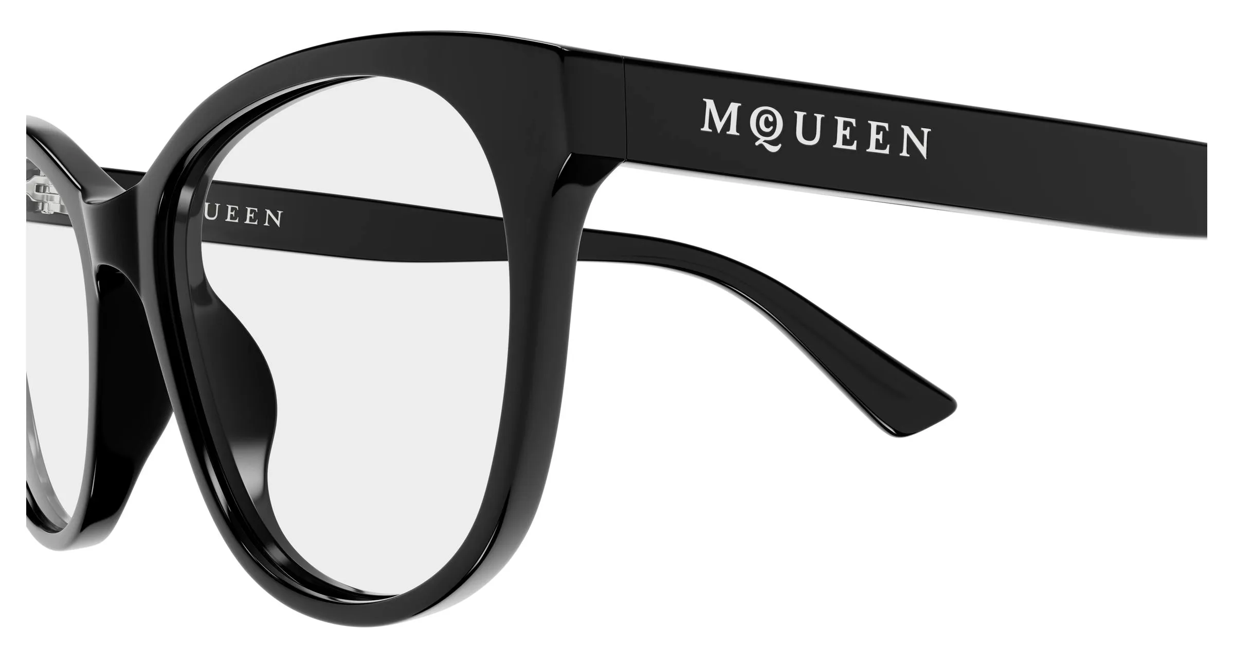 Alexander McQueen AM0576O 007 Montature da vista Acetato Nero Trasparente Cat Eye - immagine 3