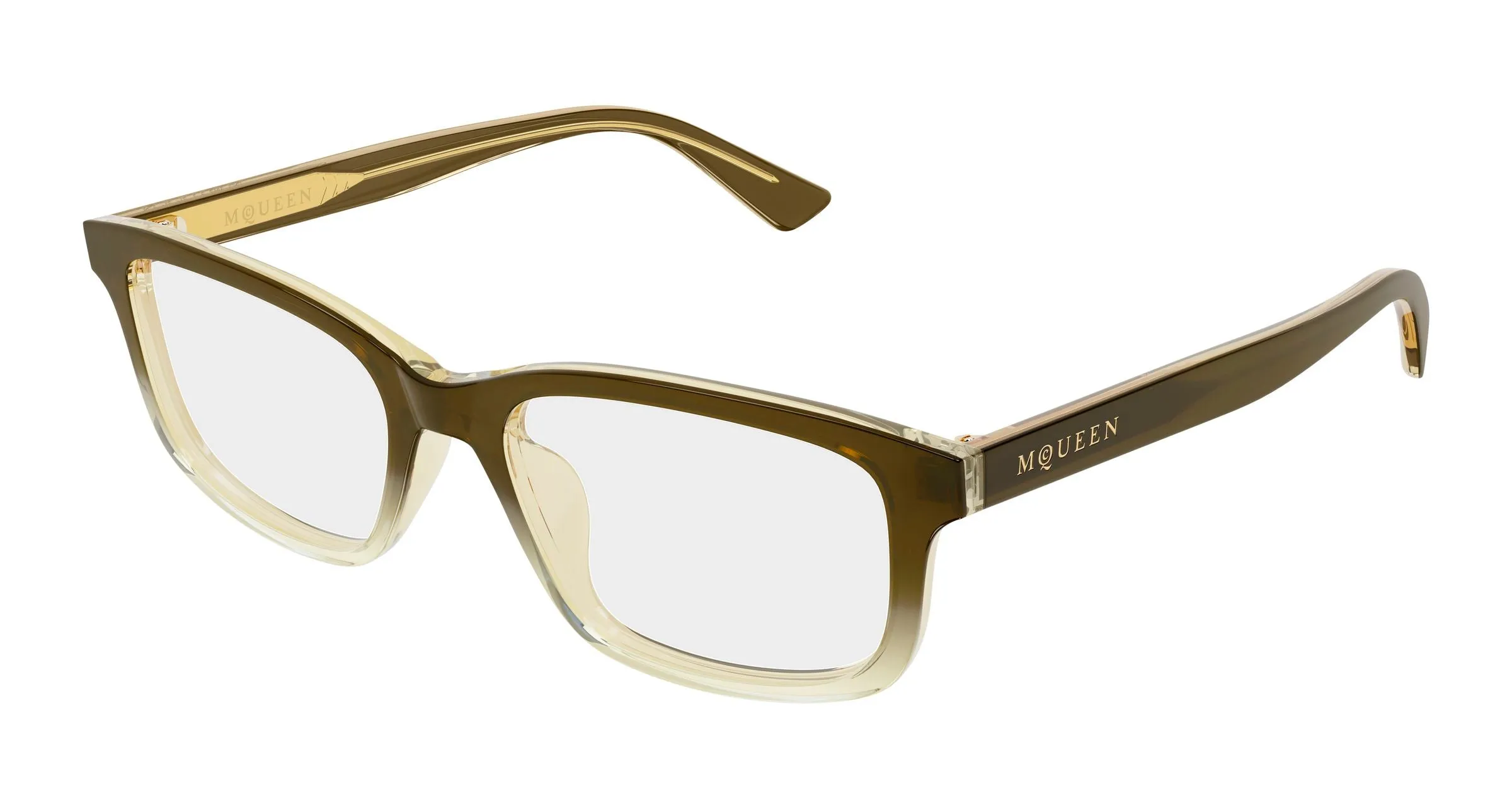 Alexander McQueen AM0575O 012 Montature da vista Acetato Marrone Trasparente Cat Eye - immagine 1