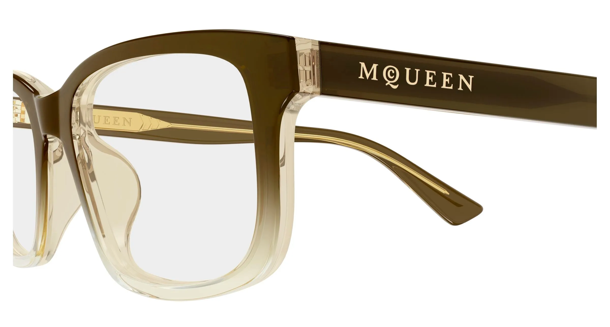 Alexander McQueen AM0575O 012 Montature da vista Acetato Marrone Trasparente Cat Eye - immagine 3