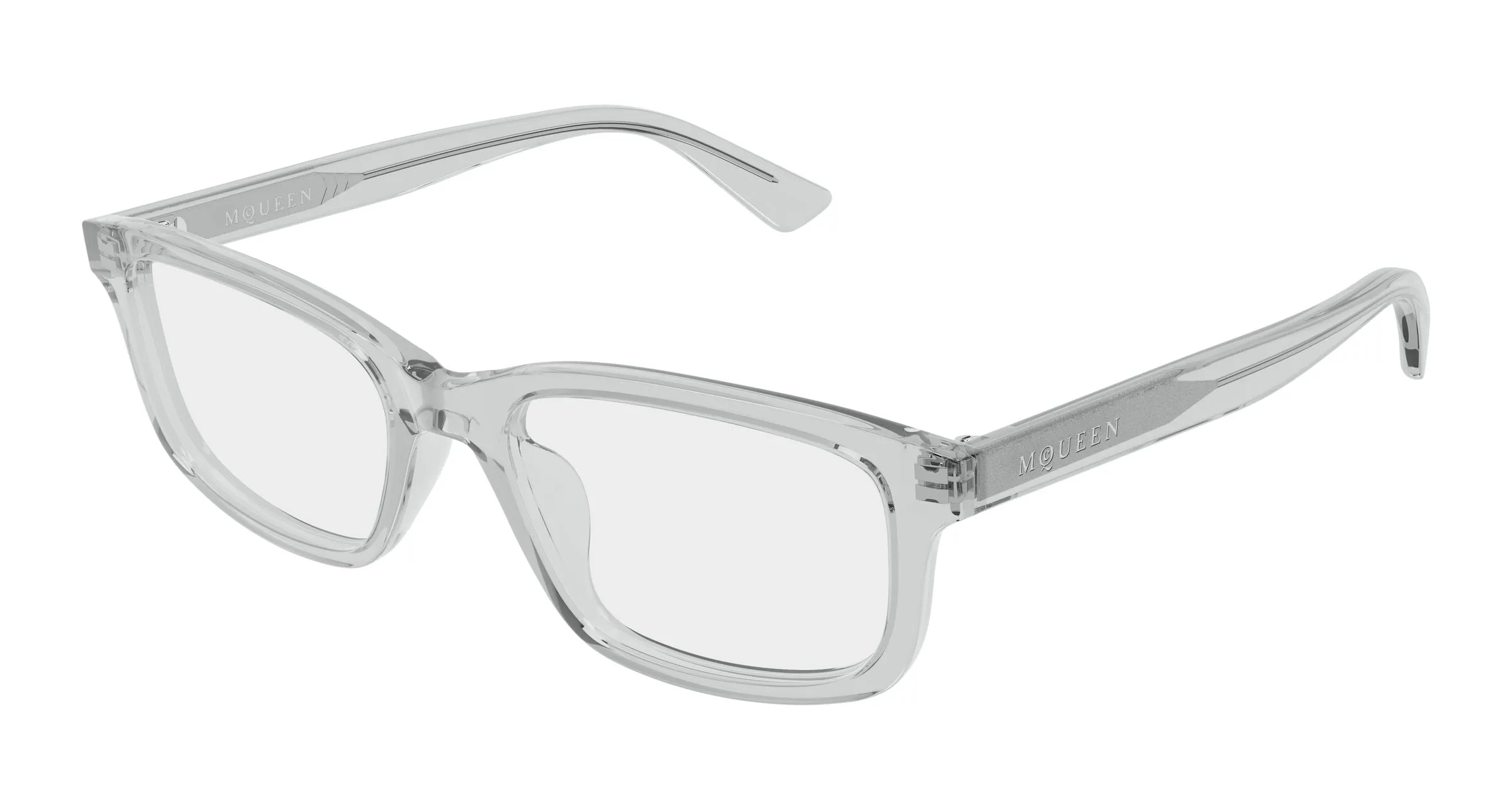Alexander McQueen AM0575O 010 Montature da vista Acetato Grigio Trasparente Cat Eye - immagine 1