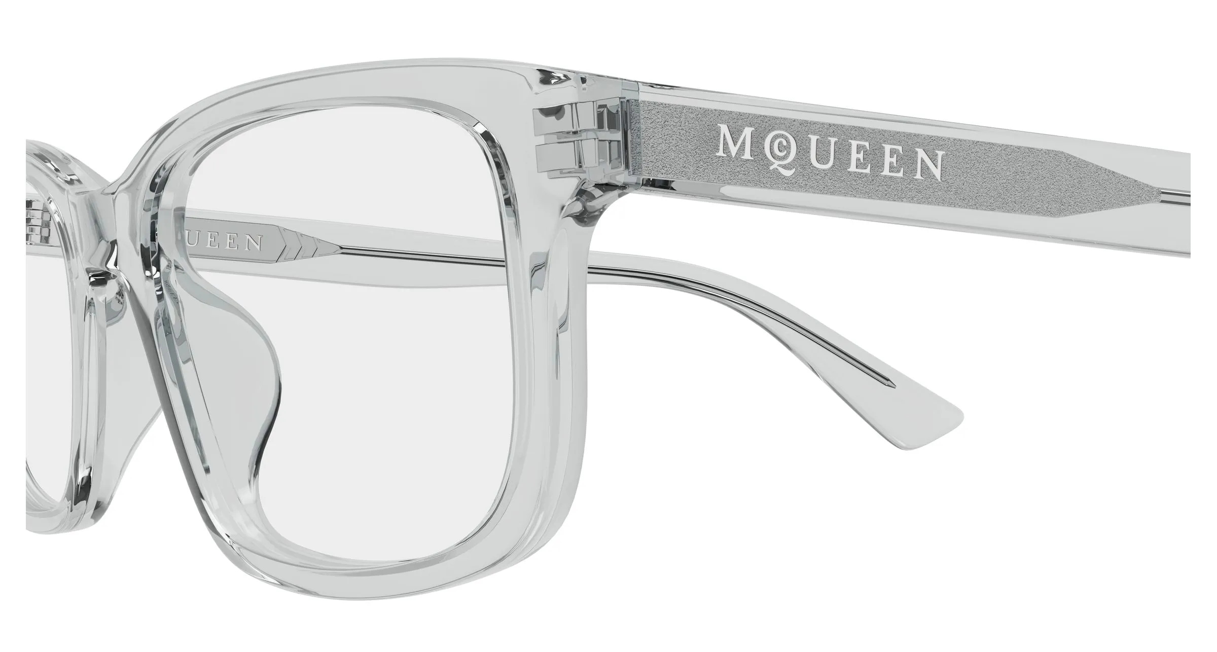 Alexander McQueen AM0575O 010 Montature da vista Acetato Grigio Trasparente Cat Eye - immagine 3