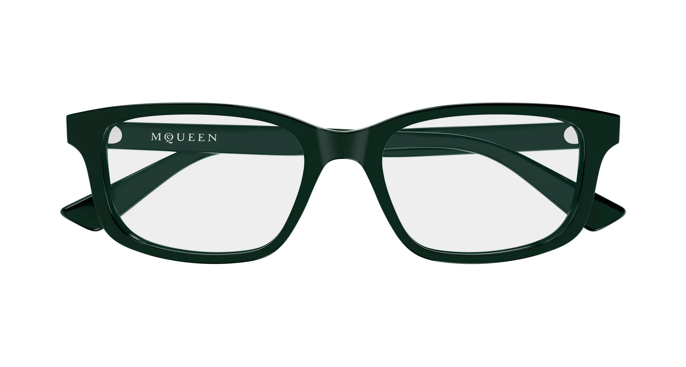 Alexander McQueen AM0575O 009 Montature da vista Acetato Verde Trasparente Cat Eye - immagine 2