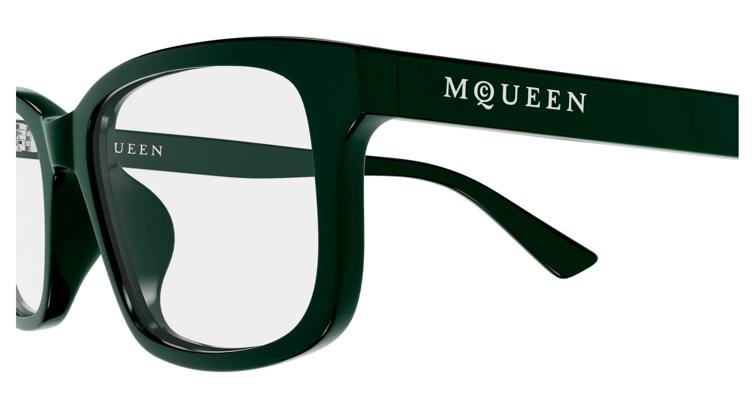Alexander McQueen AM0575O 009 Montature da vista Acetato Verde Trasparente Cat Eye - immagine 3