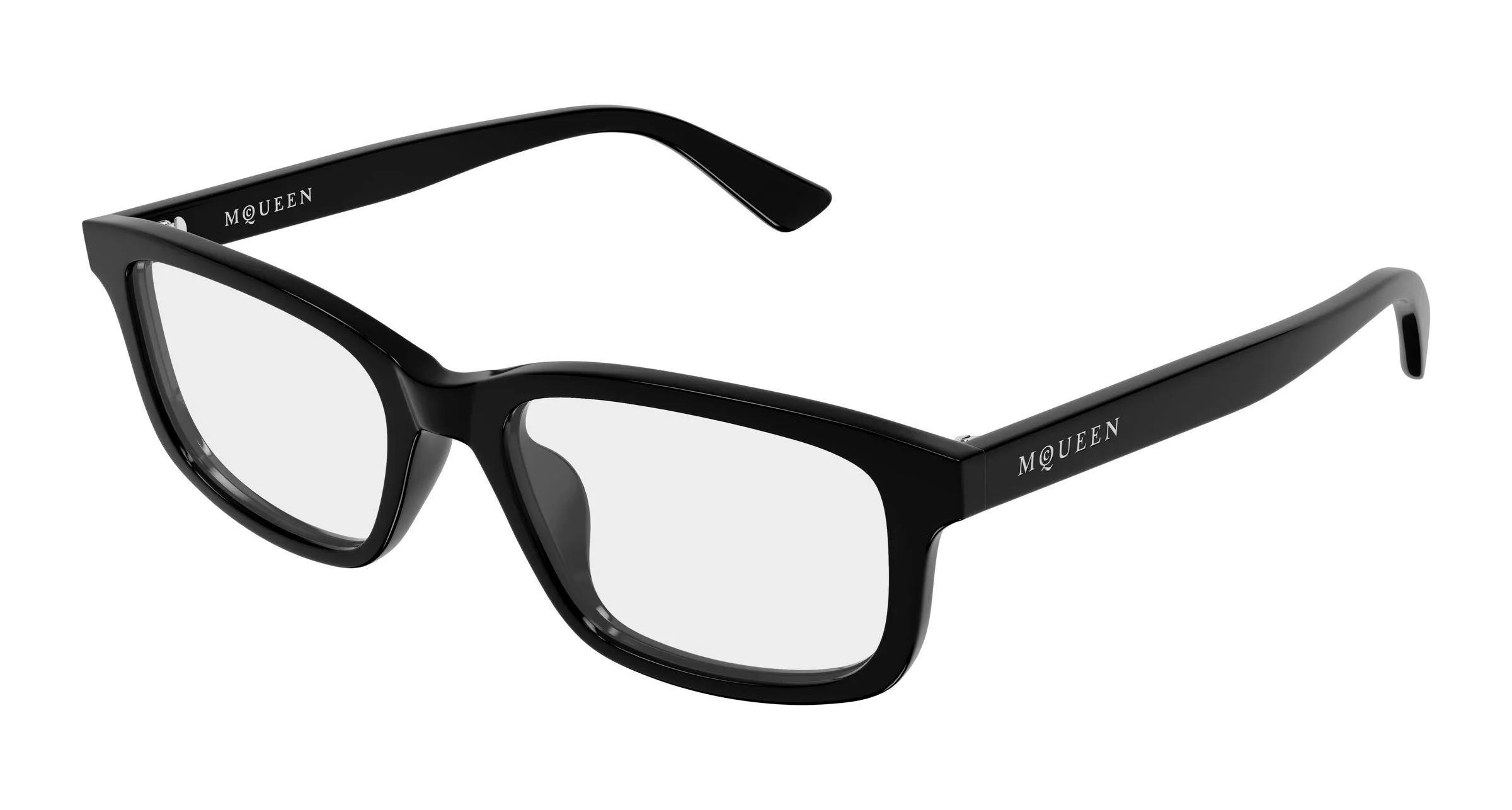 Alexander McQueen AM0575O 007 Montature da vista Acetato Nero Trasparente Cat Eye - immagine 1