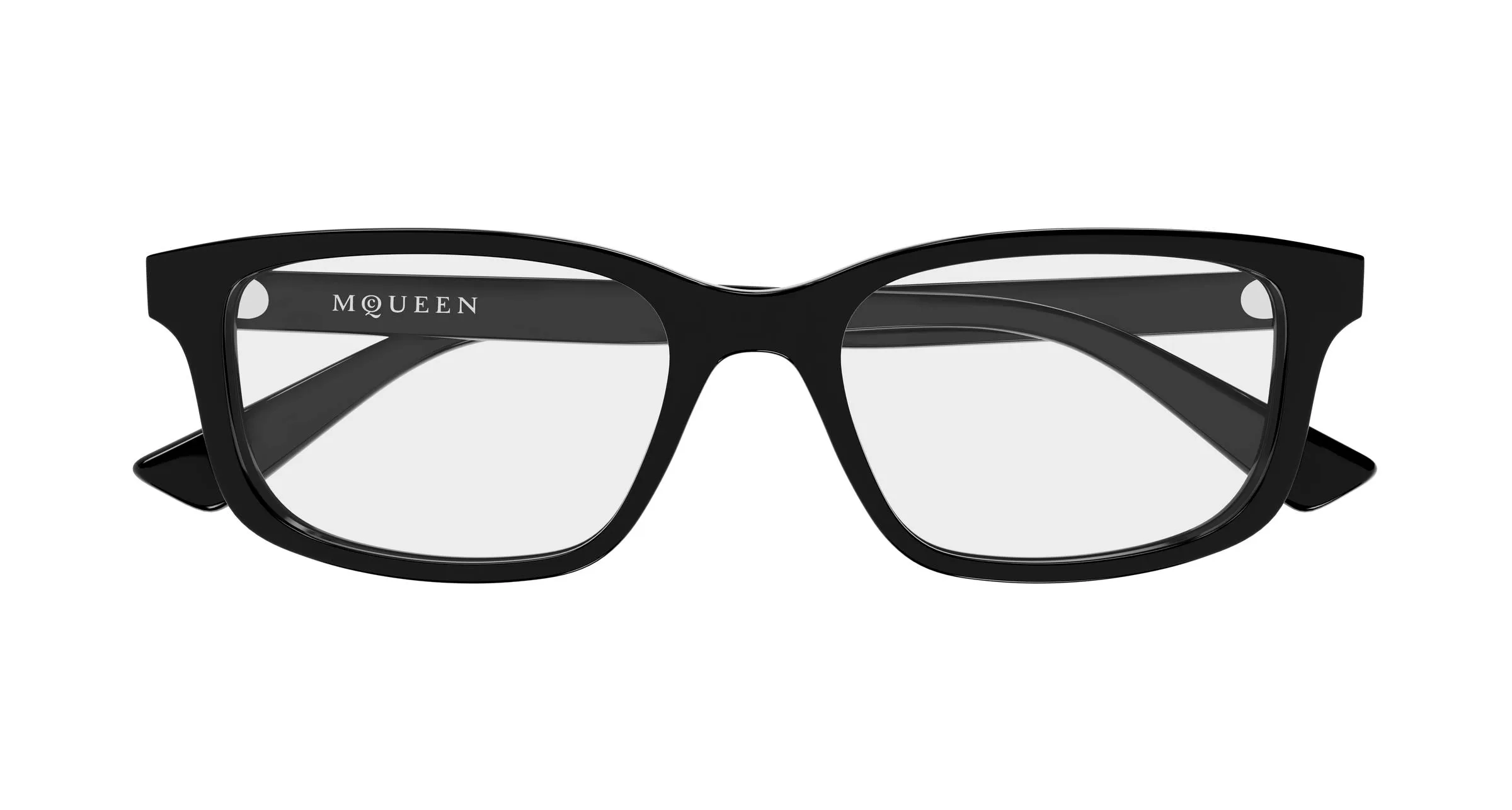 Alexander McQueen AM0575O 007 Montature da vista Acetato Nero Trasparente Cat Eye - immagine 2