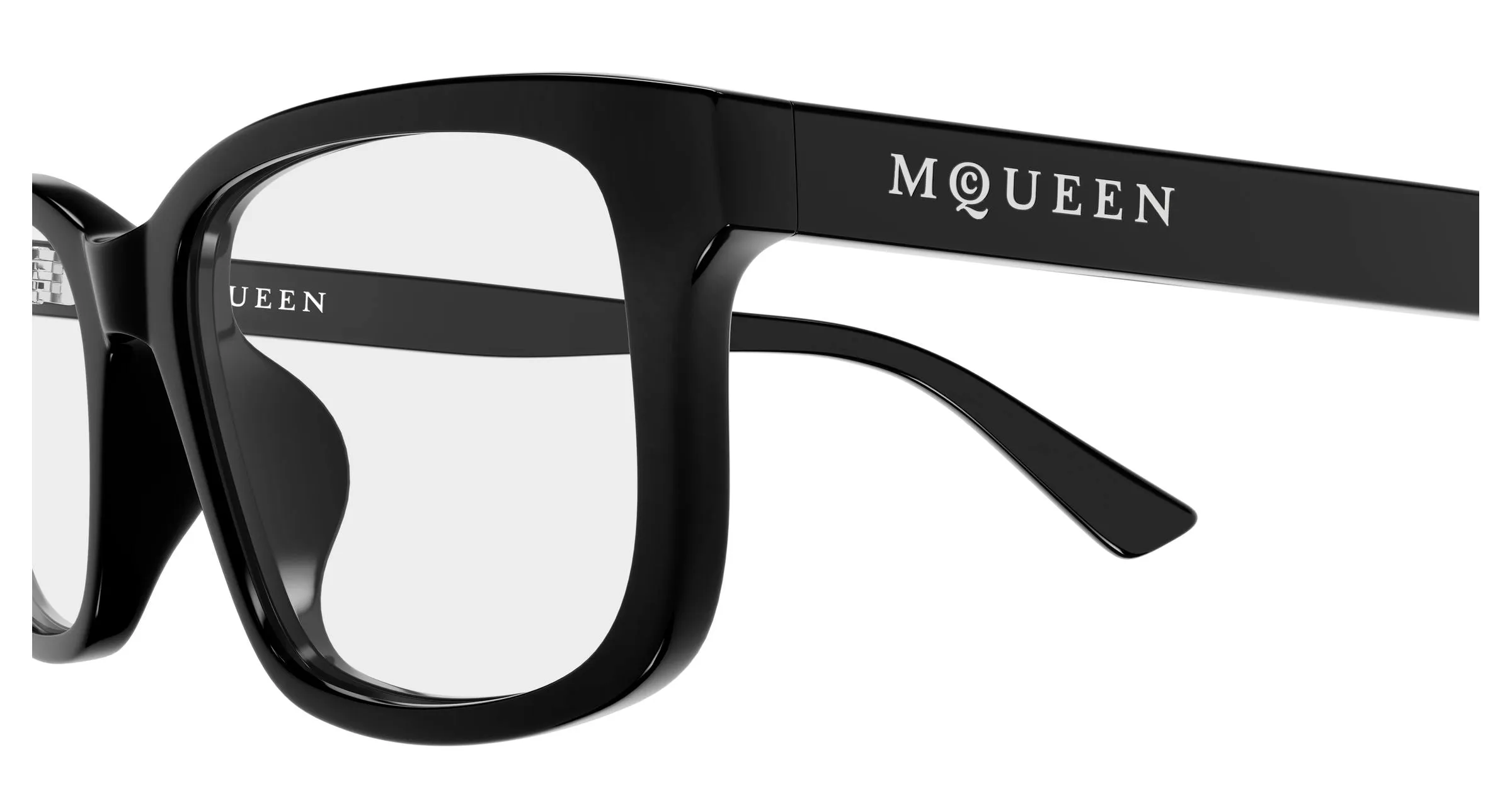 Alexander McQueen AM0575O 007 Montature da vista Acetato Nero Trasparente Cat Eye - immagine 3