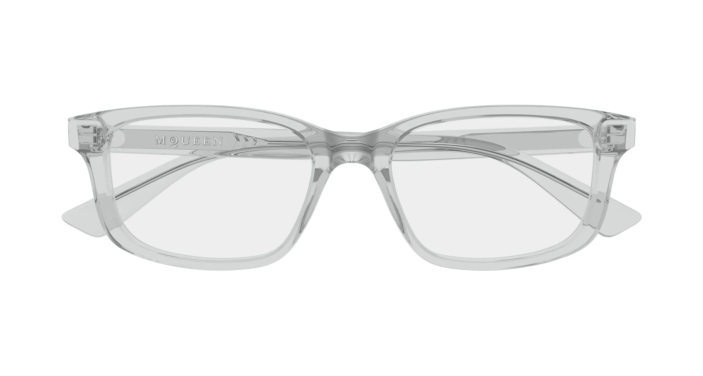 Alexander McQueen AM0575O 004 Montature da vista Acetato Grigio Trasparente Cat Eye - immagine 2