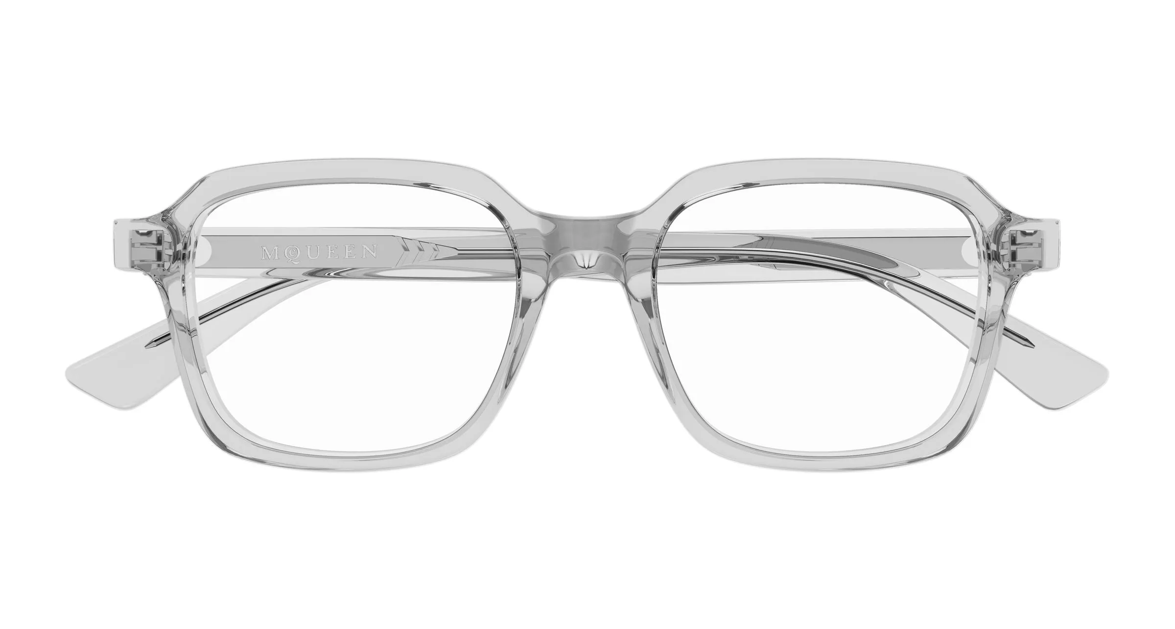 Alexander McQueen AM0572O 004 Montature da vista Acetato Grigio Trasparente Squadrata - immagine 2