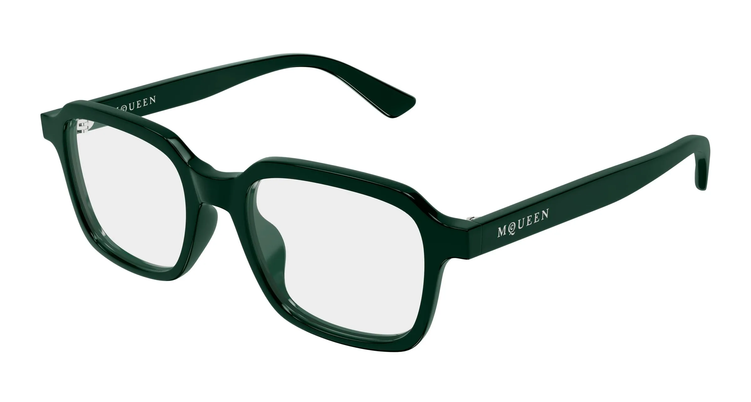 Alexander McQueen AM0572O 003 Montature da vista Acetato Verde Trasparente Squadrata - immagine 1