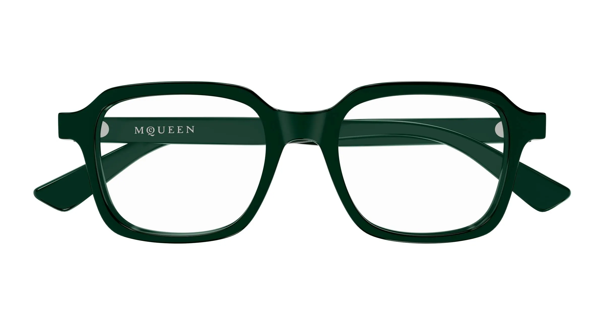 Alexander McQueen AM0572O 003 Montature da vista Acetato Verde Trasparente Squadrata - immagine 2