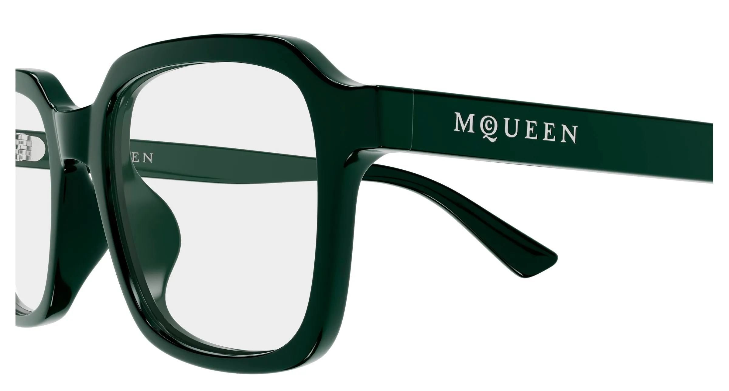 Alexander McQueen AM0572O 003 Montature da vista Acetato Verde Trasparente Squadrata - immagine 3