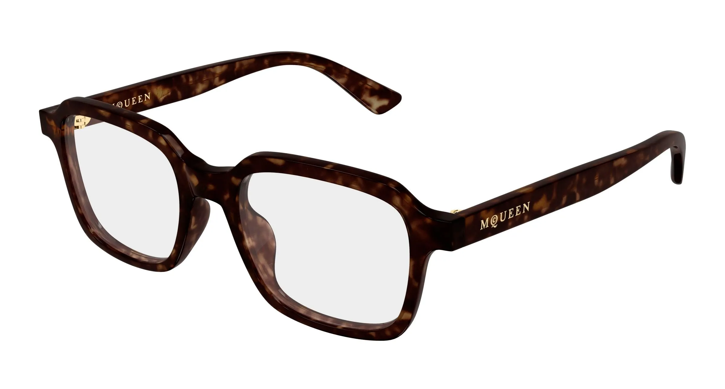 Alexander McQueen AM0572O 002 Montature da vista Acetato Havana Trasparente Squadrata - immagine 1