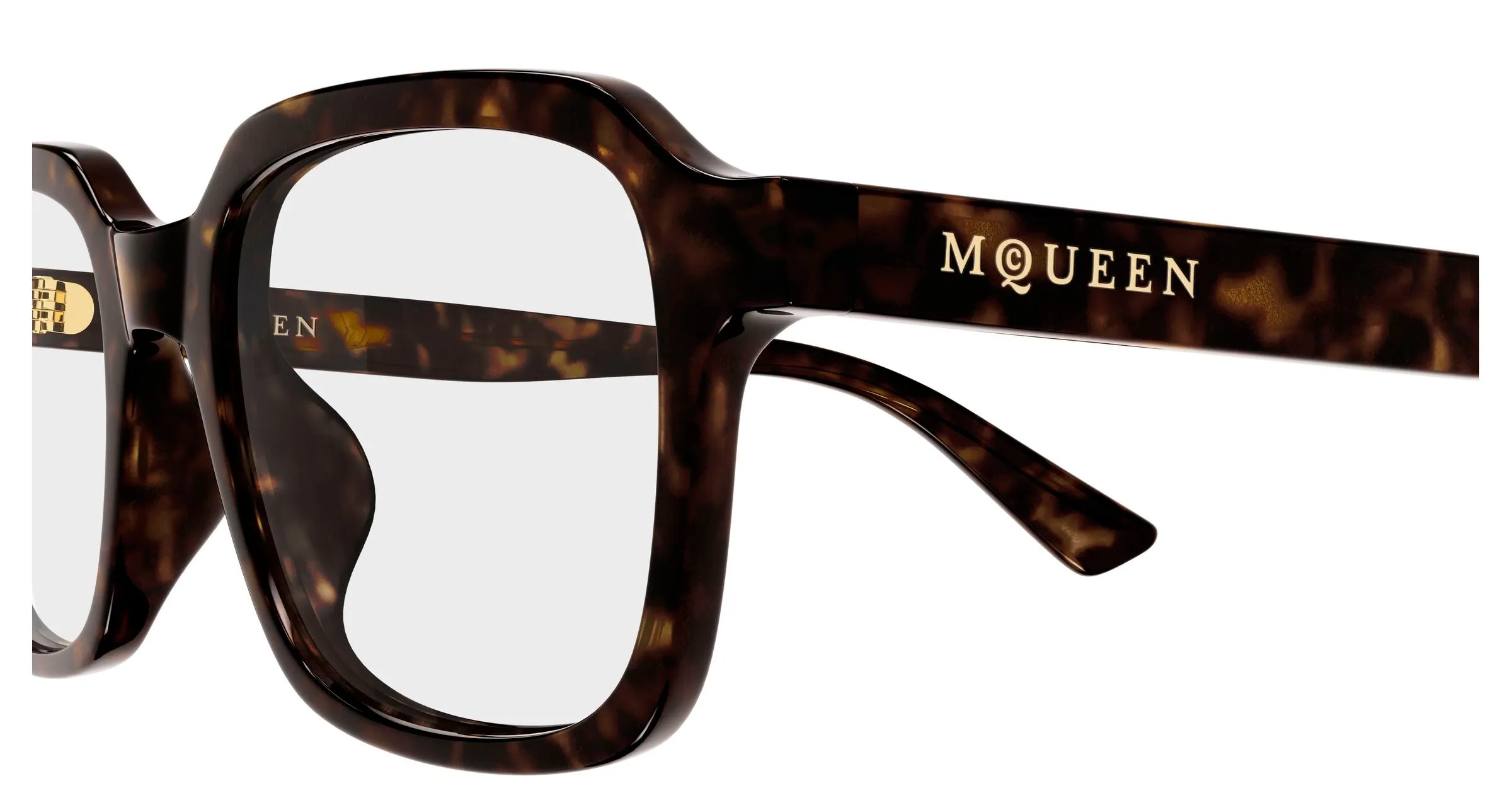Alexander McQueen AM0572O 002 Montature da vista Acetato Havana Trasparente Squadrata - immagine 3
