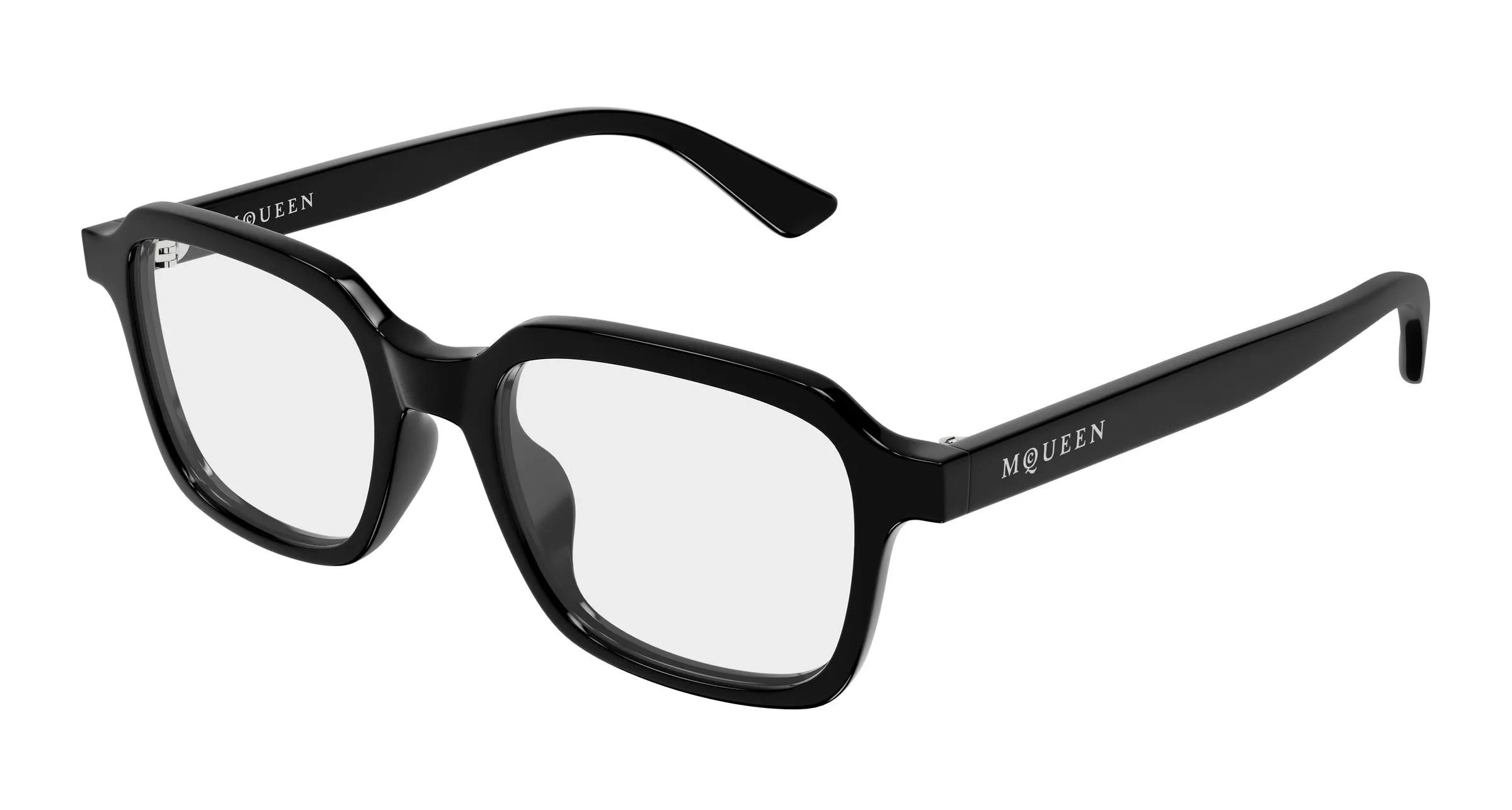 Alexander McQueen AM0572O 001 Montature da vista Acetato Nero Trasparente Squadrata - immagine 1