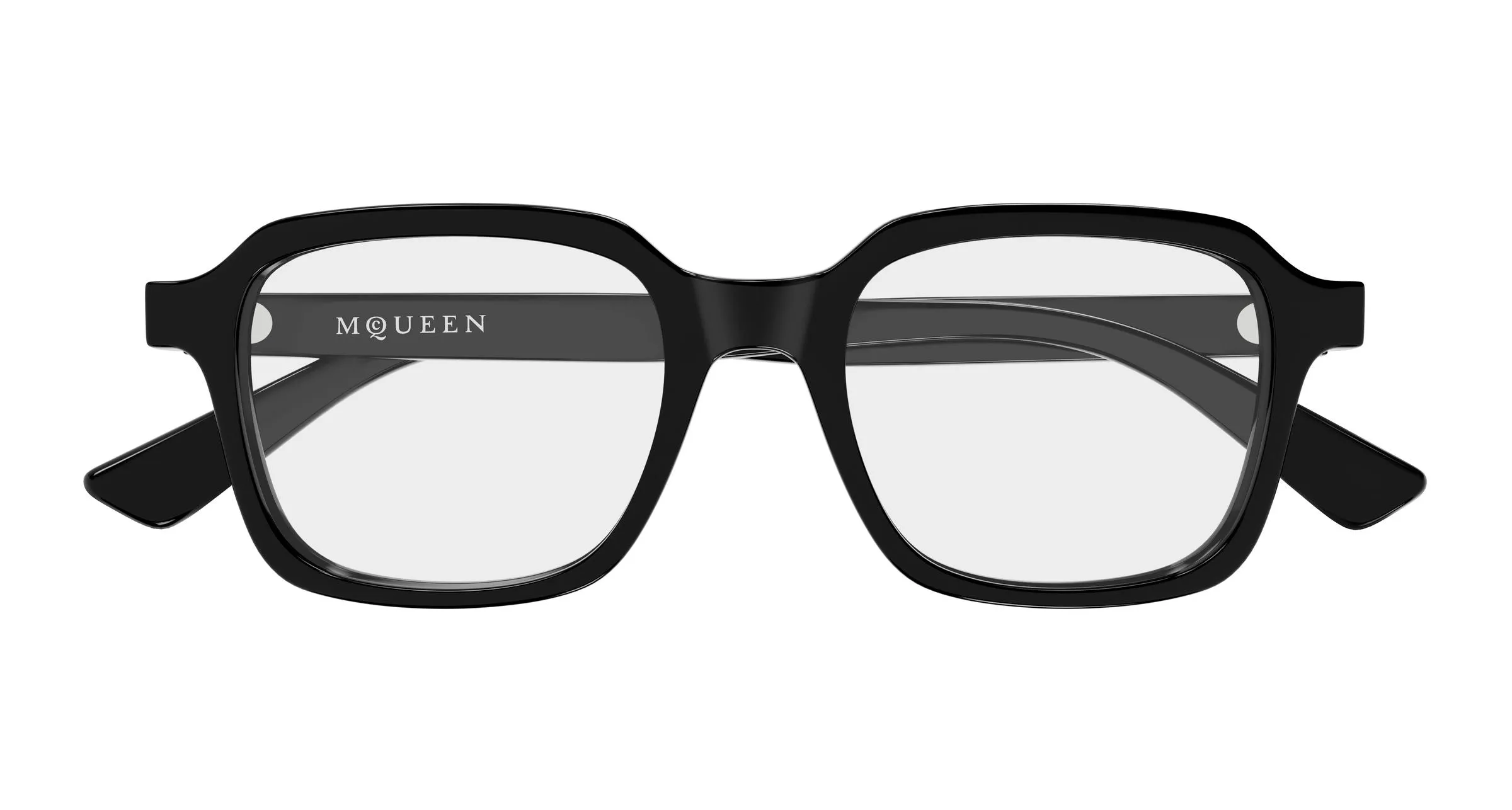 Alexander McQueen AM0572O 001 Montature da vista Acetato Nero Trasparente Squadrata - immagine 2