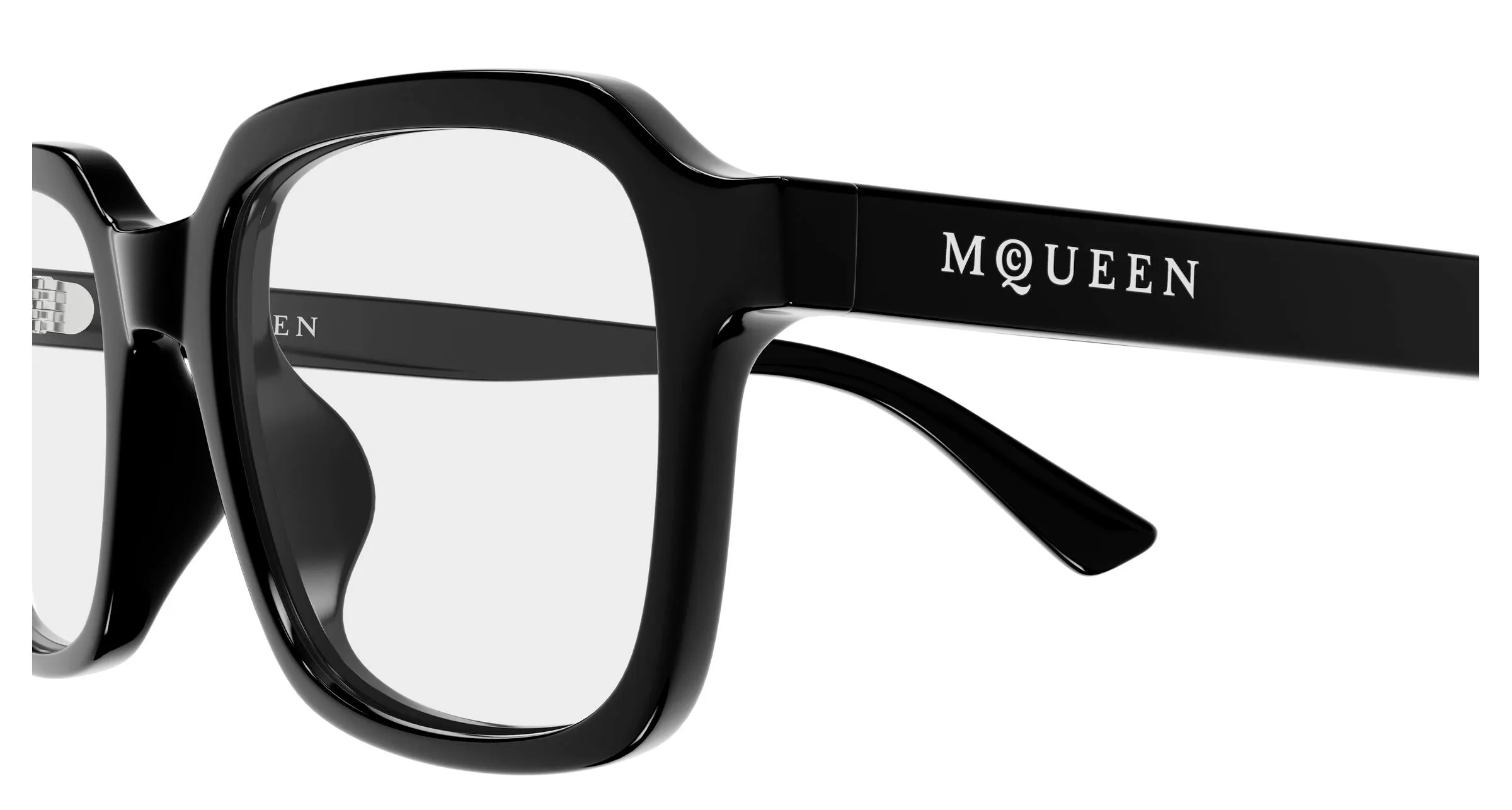 Alexander McQueen AM0572O 001 Montature da vista Acetato Nero Trasparente Squadrata - immagine 3