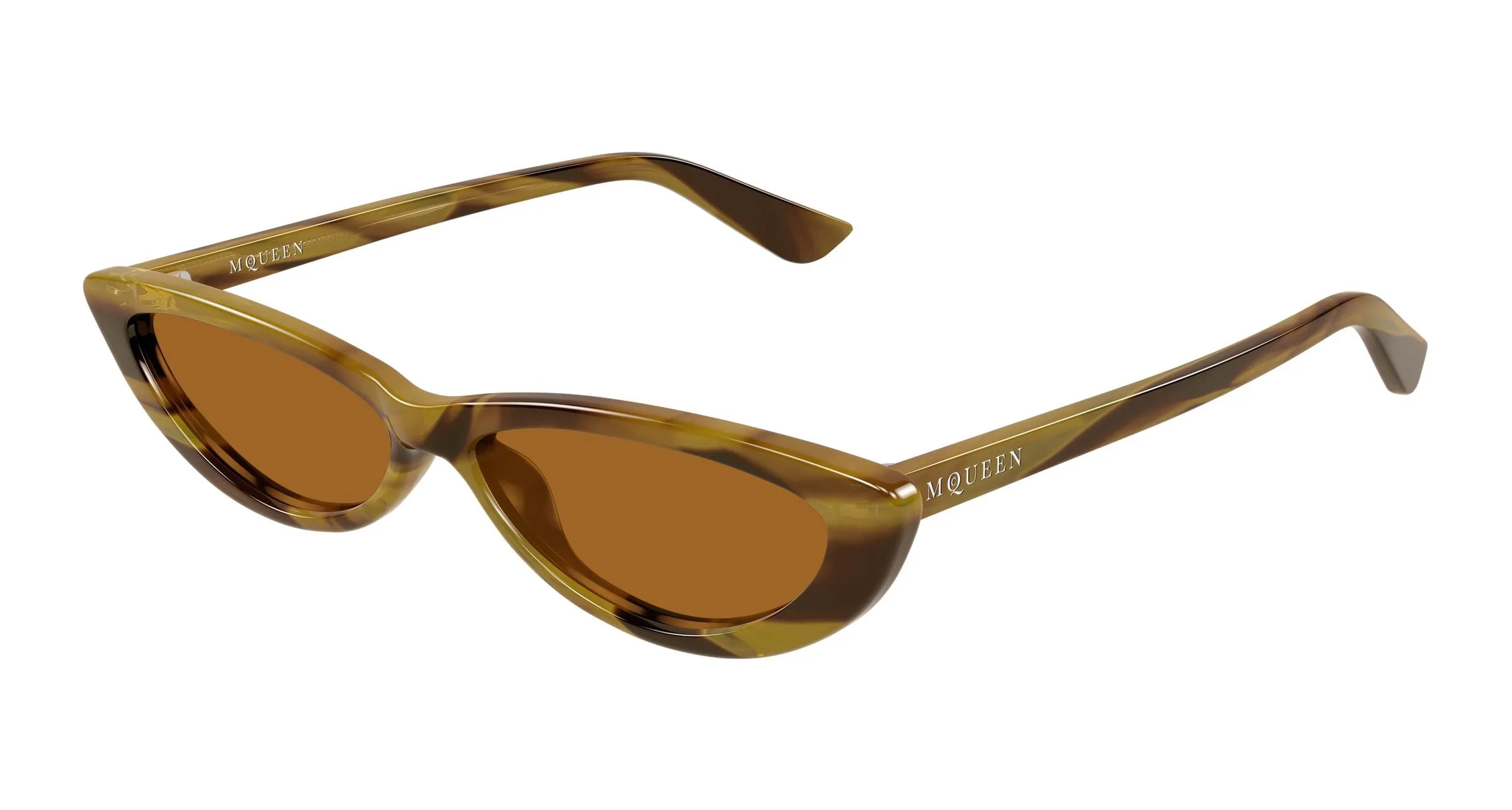 Alexander McQueen AM0535S 006 Occhiali da sole Acetato Havana Marrone Rotonda - immagine 1