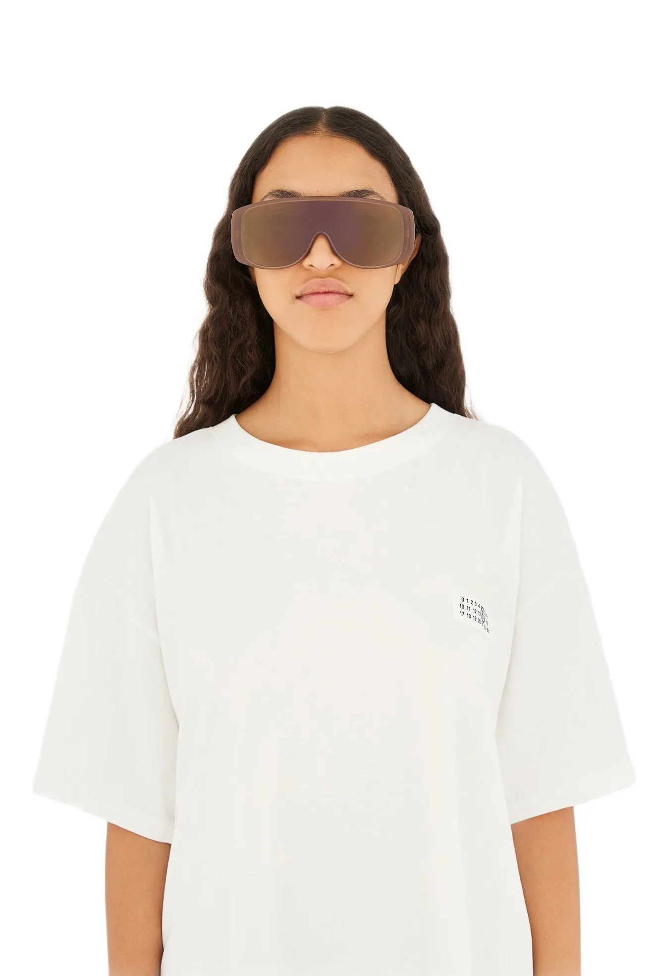 MM6 Maison Margiela 5VP Margiela MM6 Mask Brown Occhiali da sole Acetato Marrone Marrone Maschera Specchiato - immagine 4