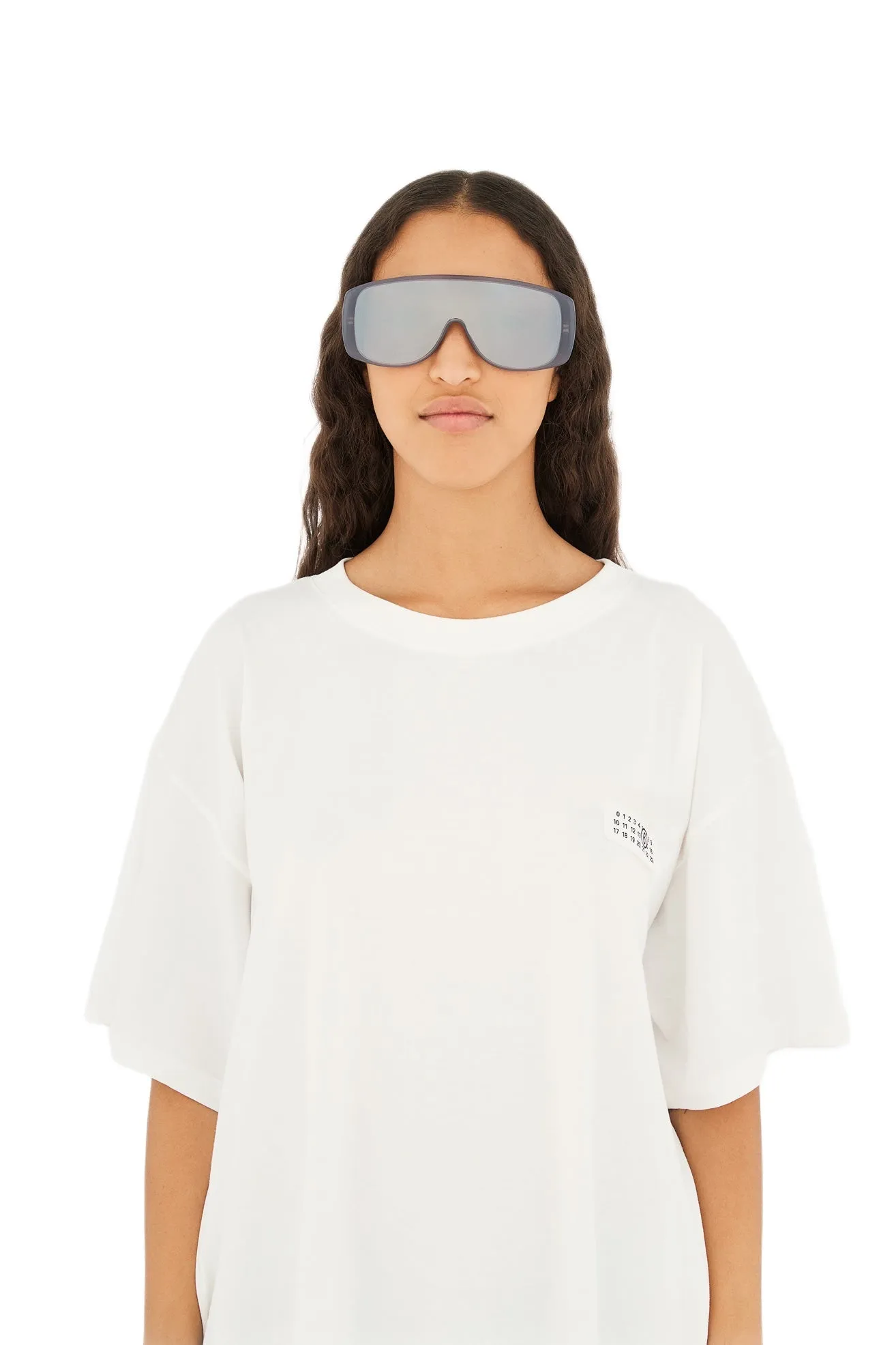 MM6 Maison Margiela X6C Margiela MM6 Mask Grey Occhiali da sole Acetato Grigio Grigio Maschera Specchiato - immagine 4