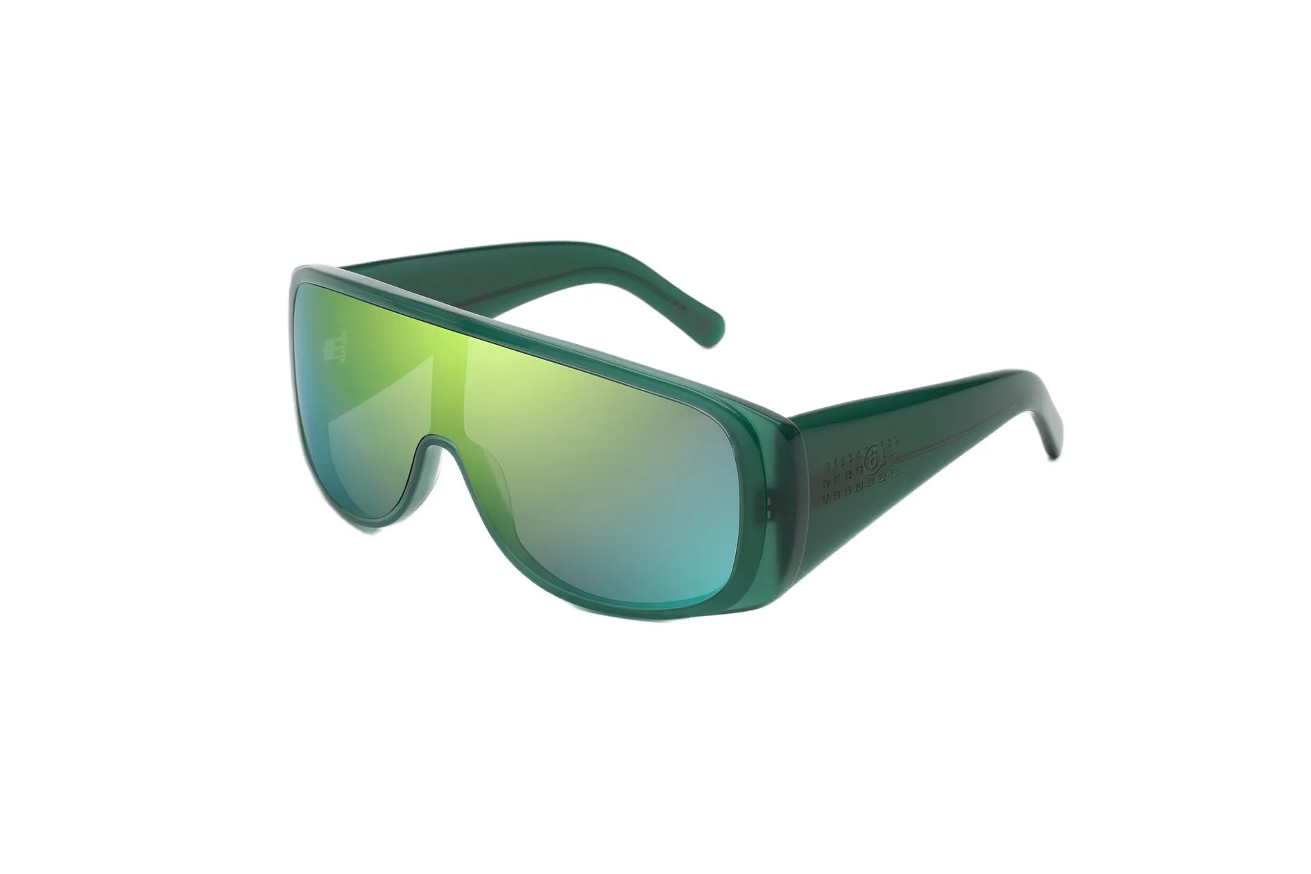 MM6 Maison Margiela Z8O Margiela MM6 Mask Green Occhiali da sole Acetato Verde Verde Maschera Specchiato - immagine 1