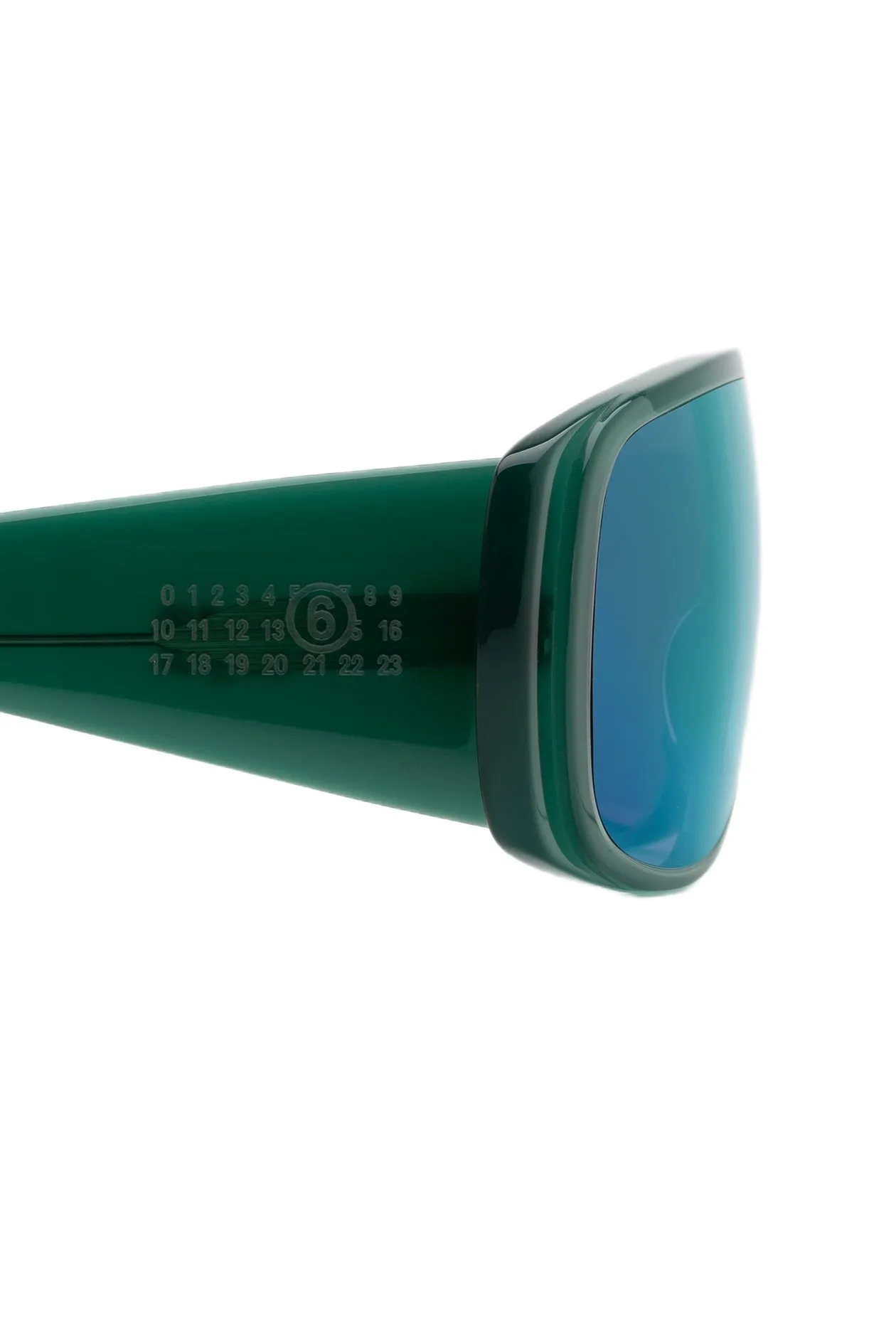 MM6 Maison Margiela Z8O Margiela MM6 Mask Green Occhiali da sole Acetato Verde Verde Maschera Specchiato - immagine 3