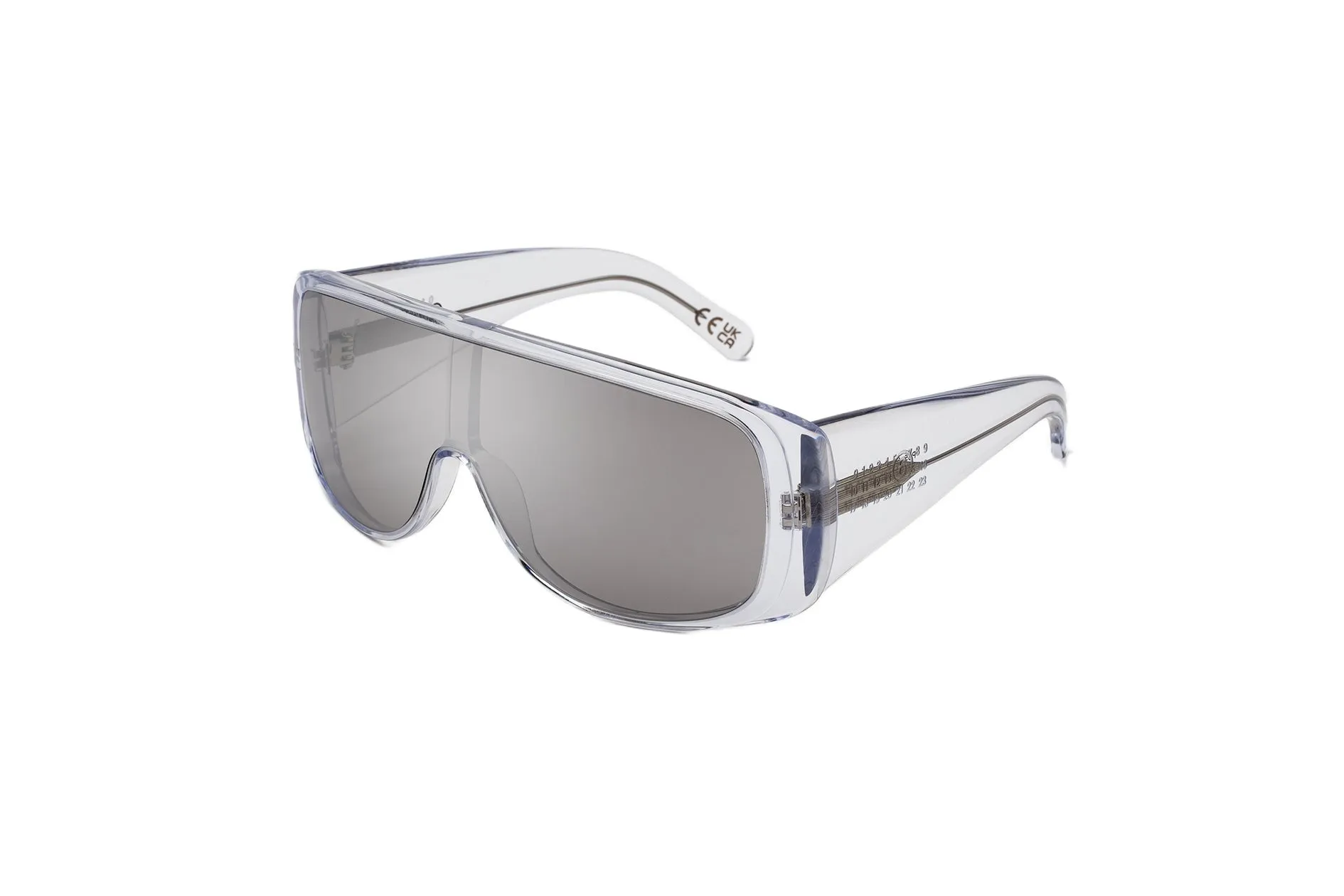 MM6 Maison Margiela P55 Margiela MM6 Mask White Occhiali da sole Acetato Bianco Argento Maschera Specchiato - immagine 1