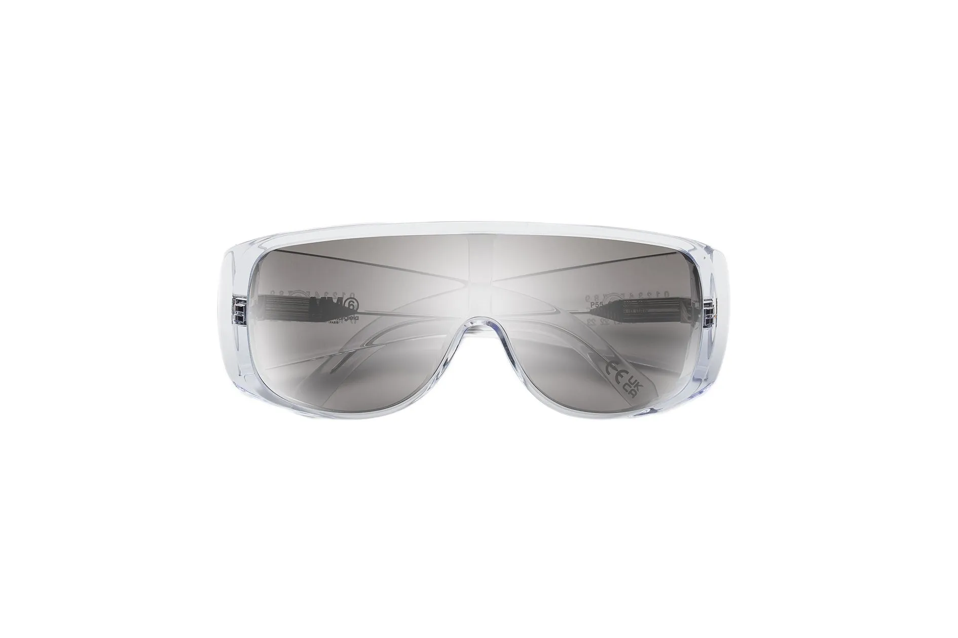 MM6 Maison Margiela P55 Margiela MM6 Mask White Occhiali da sole Acetato Bianco Argento Maschera Specchiato - immagine 2