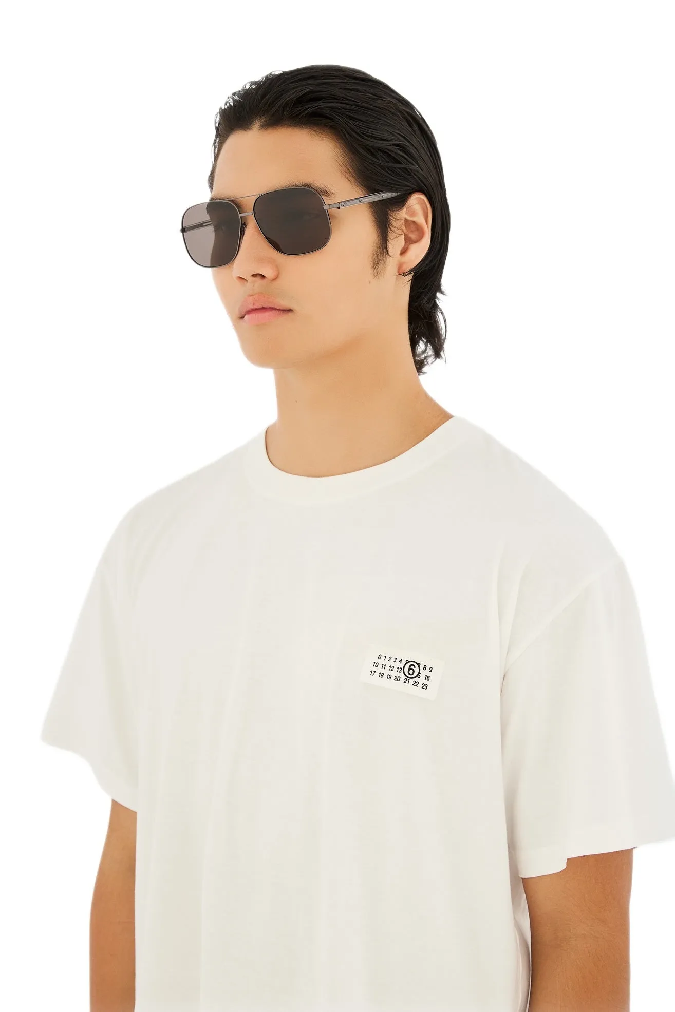 MM6 Maison Margiela YY9 Lunettes 21 Noir Occhiali da sole Metallo Nero Nero Squadrata Normale - immagine 4