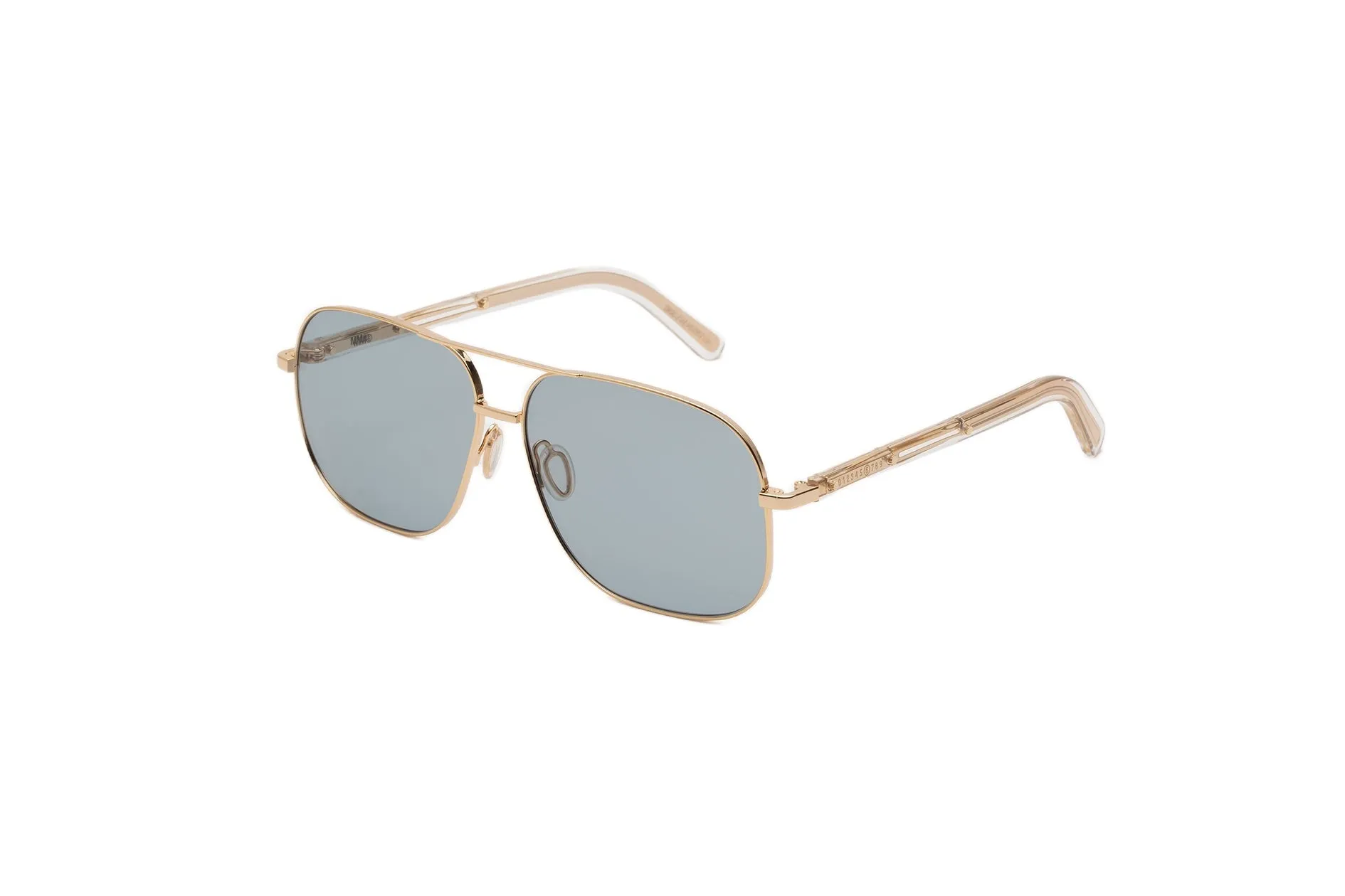 MM6 Maison Margiela D68 Lunettes 21 Gold Occhiali da sole Metallo Oro Azzurro Squadrata Normale - immagine 1