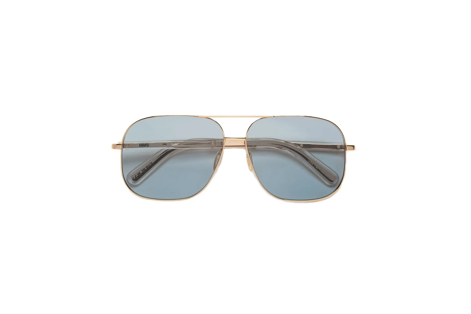MM6 Maison Margiela D68 Lunettes 21 Gold Occhiali da sole Metallo Oro Azzurro Squadrata Normale - immagine 2