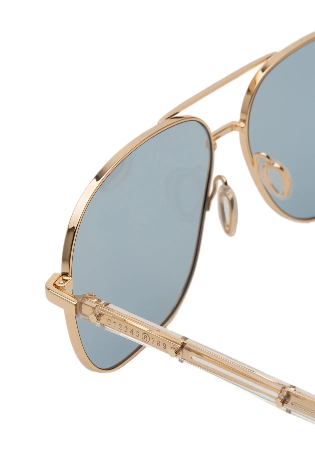 MM6 Maison Margiela D68 Lunettes 21 Gold Occhiali da sole Metallo Oro Azzurro Squadrata Normale - immagine 3