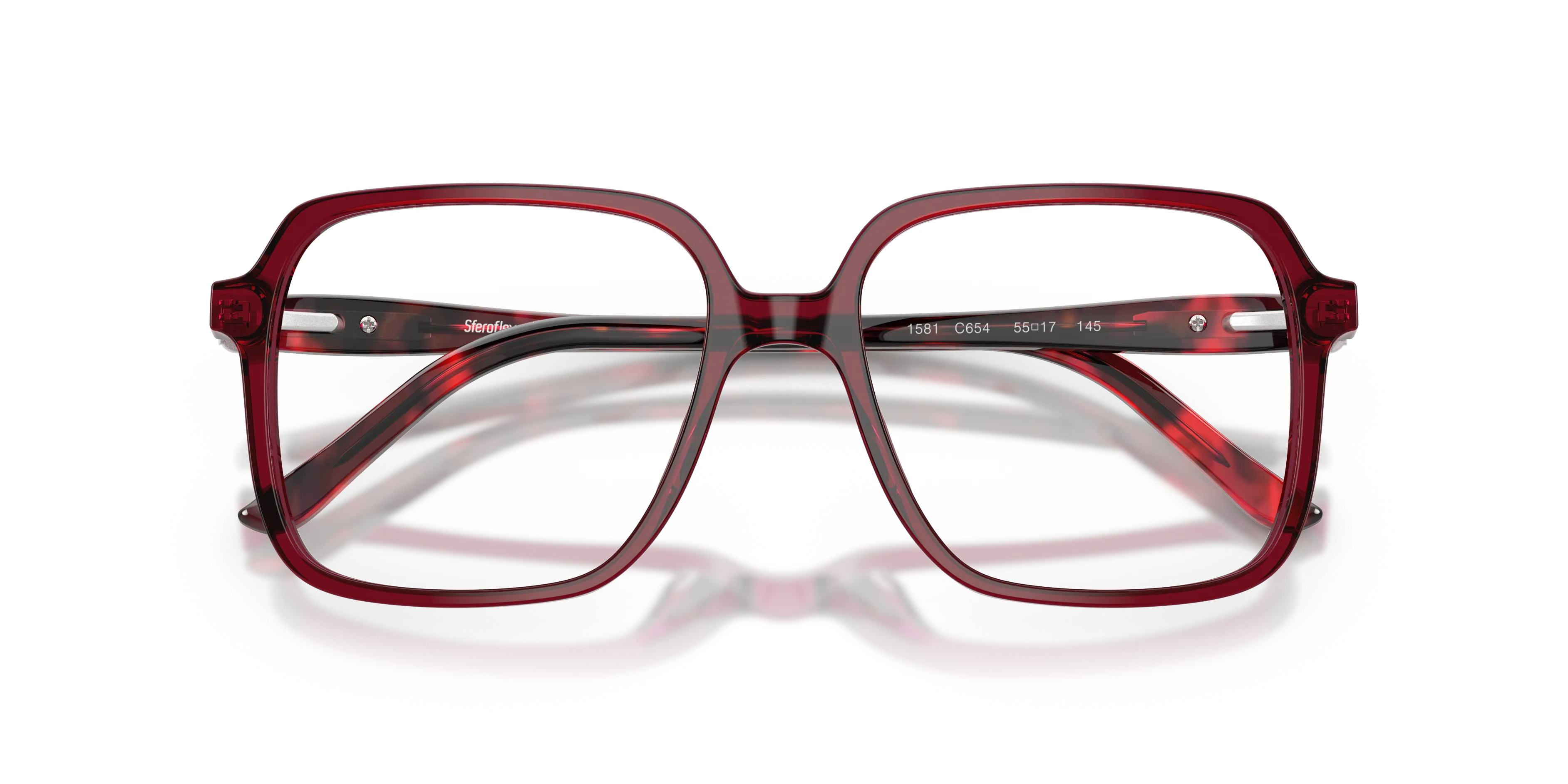 Sferoflex SF1581 C654 Montature da vista Acetato Rosso Trasparente Squadrata Normale - immagine 2