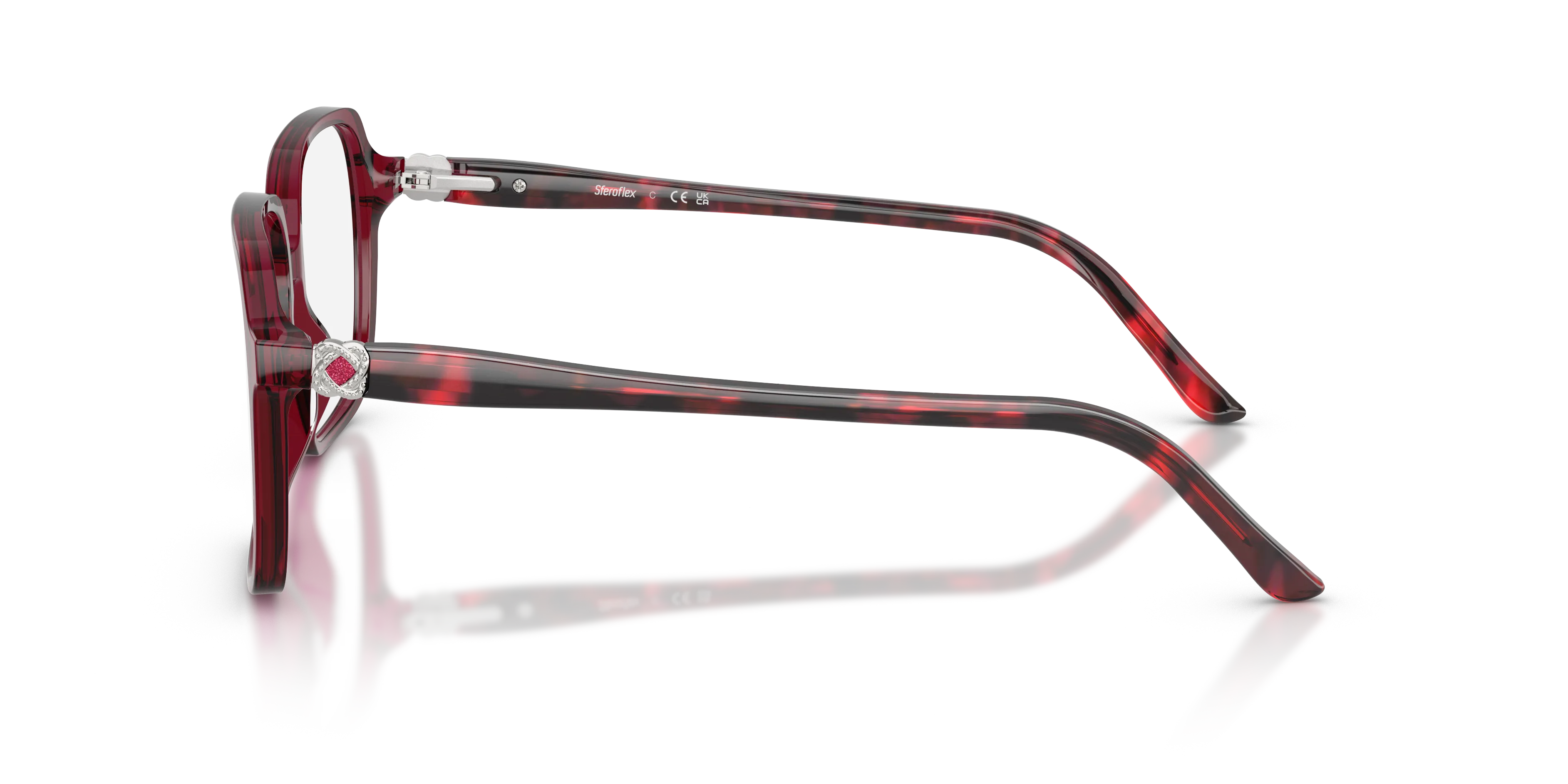 Sferoflex SF1581 C654 Montature da vista Acetato Rosso Trasparente Squadrata Normale - immagine 4