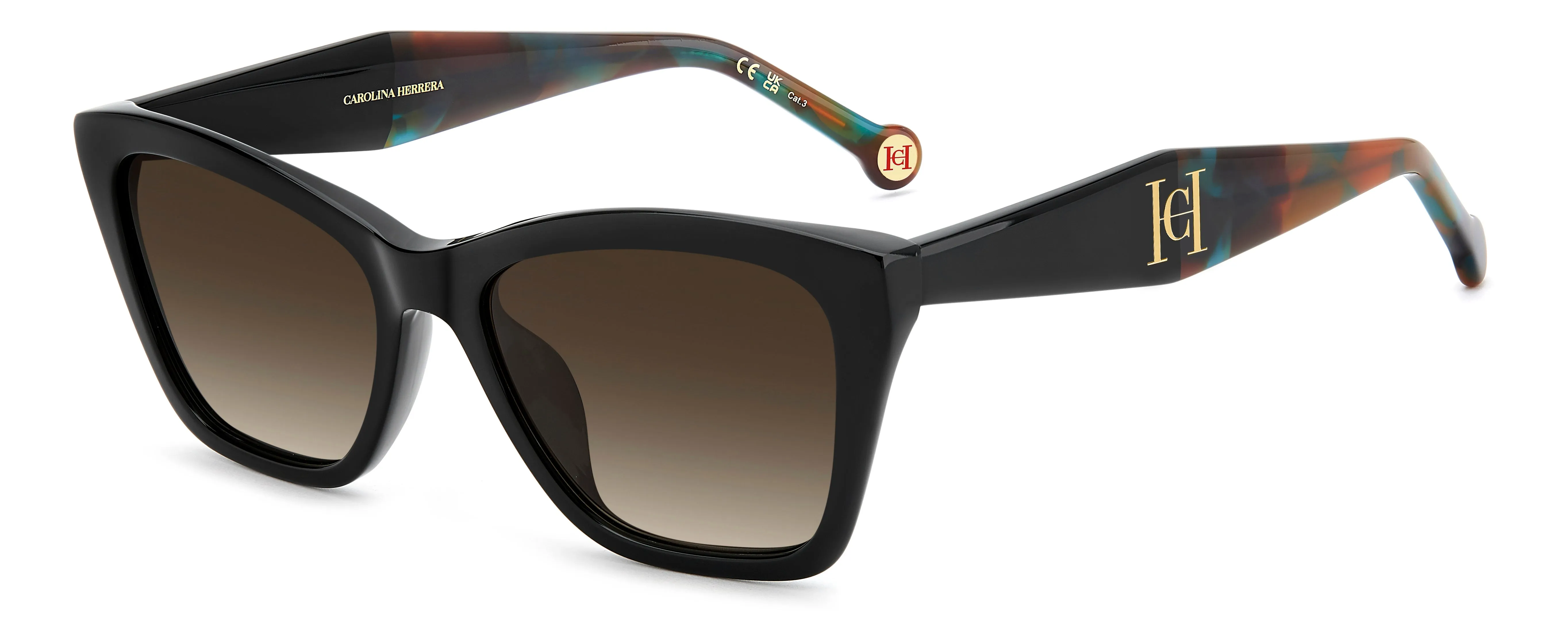 Carolina Herrera HER 0417/G/S 807/HA Occhiali da sole Acetato Nero Marrone Squadrata Normale Sfumato - immagine 1