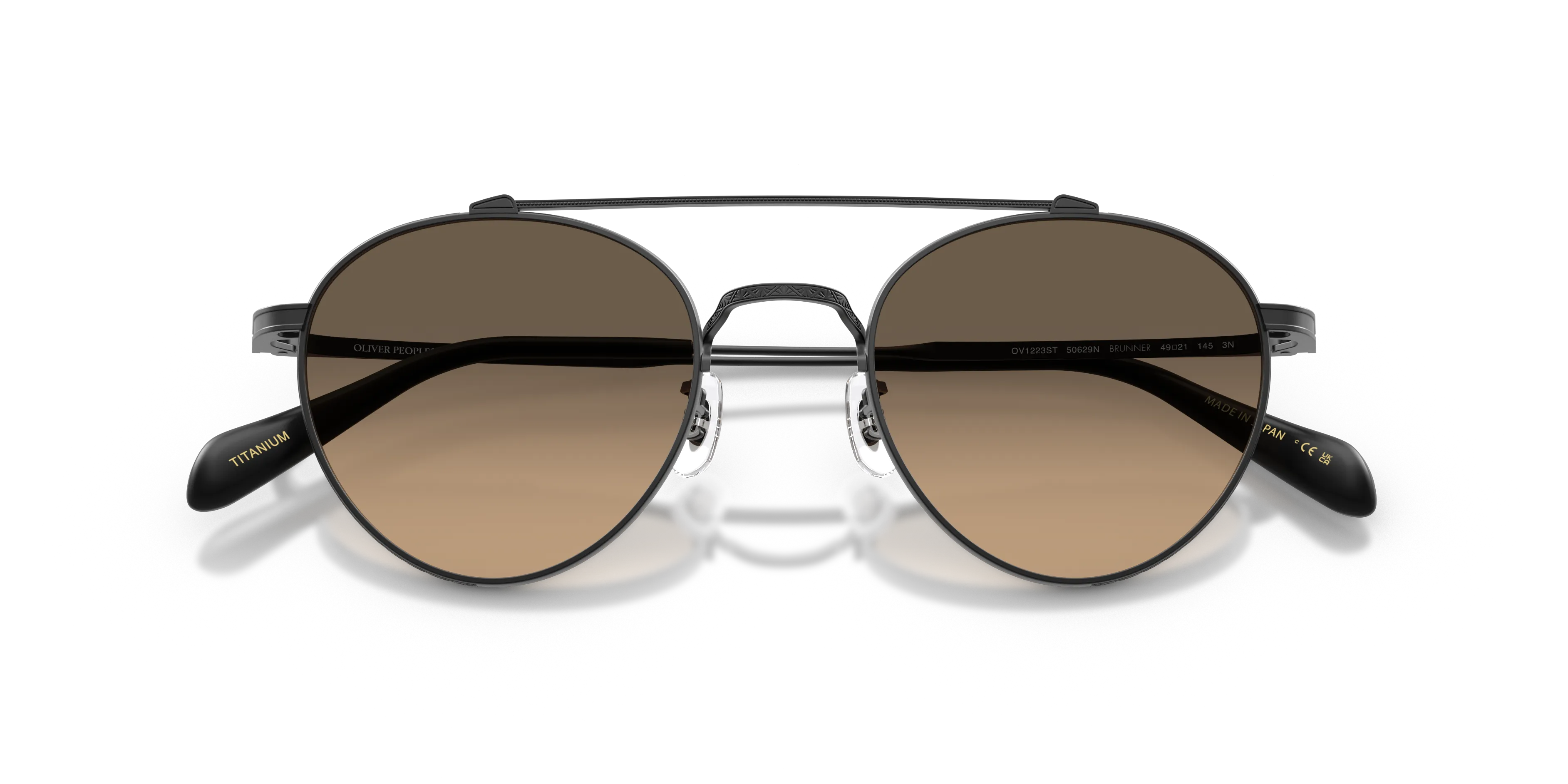 Oliver Peoples OV1223ST BRUNNER 50629N Occhiali da sole Titanio Nero Pantos Normale Sfumato - immagine 2