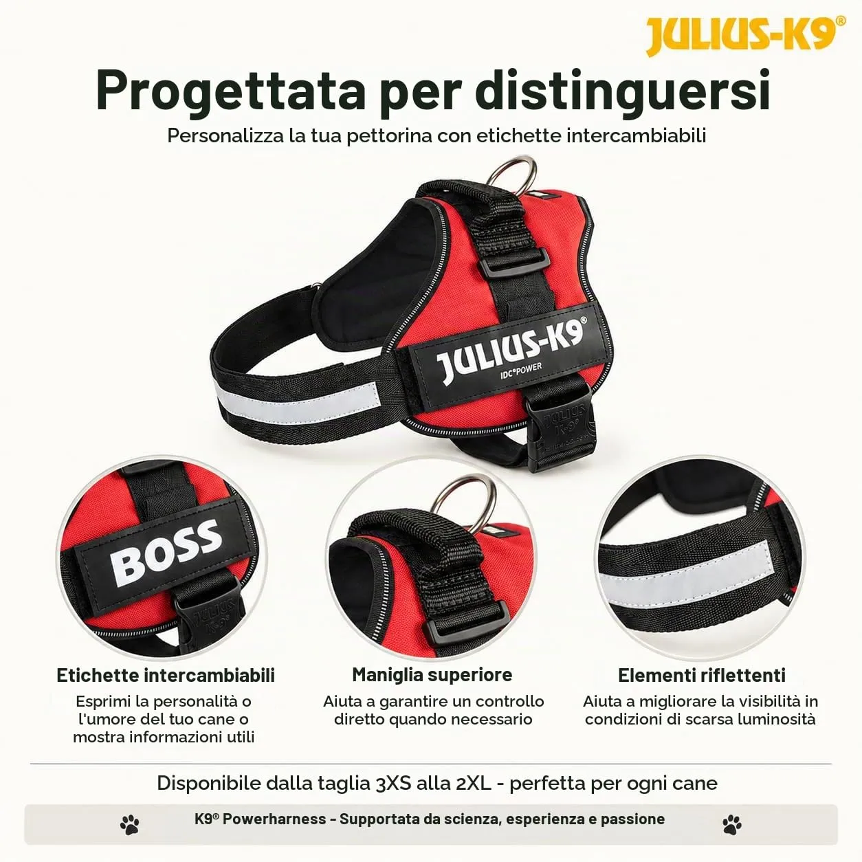 Julius-K9 162R2 Pettorina K9, Rosso - immagine 5