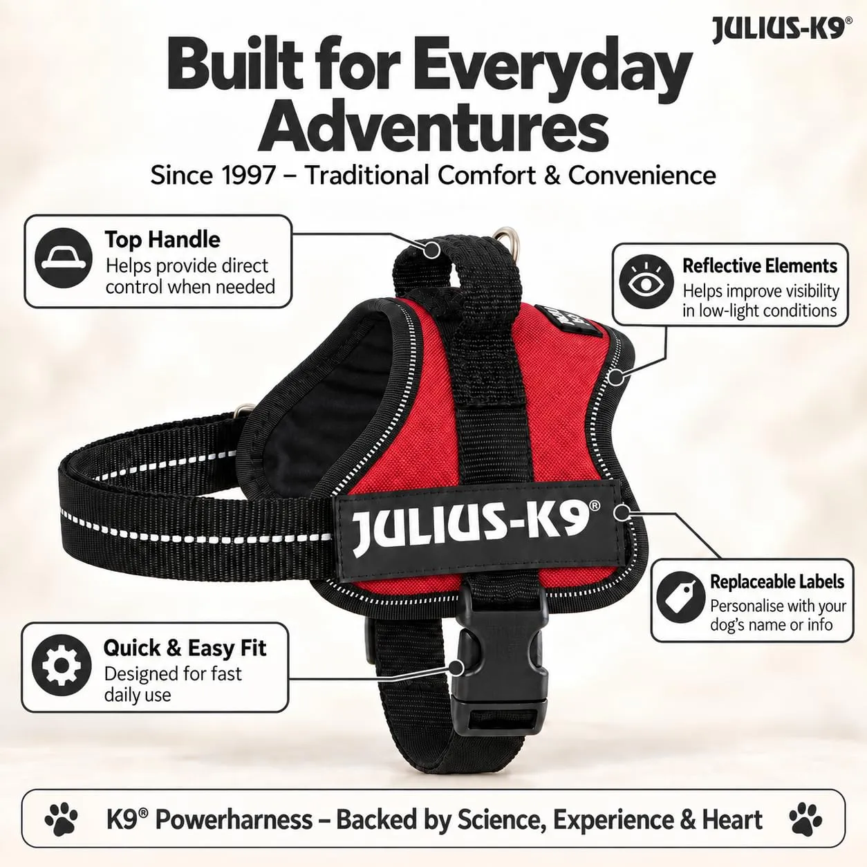 Julius-K9 162RM Pettorina K9, Rosso - immagine 2