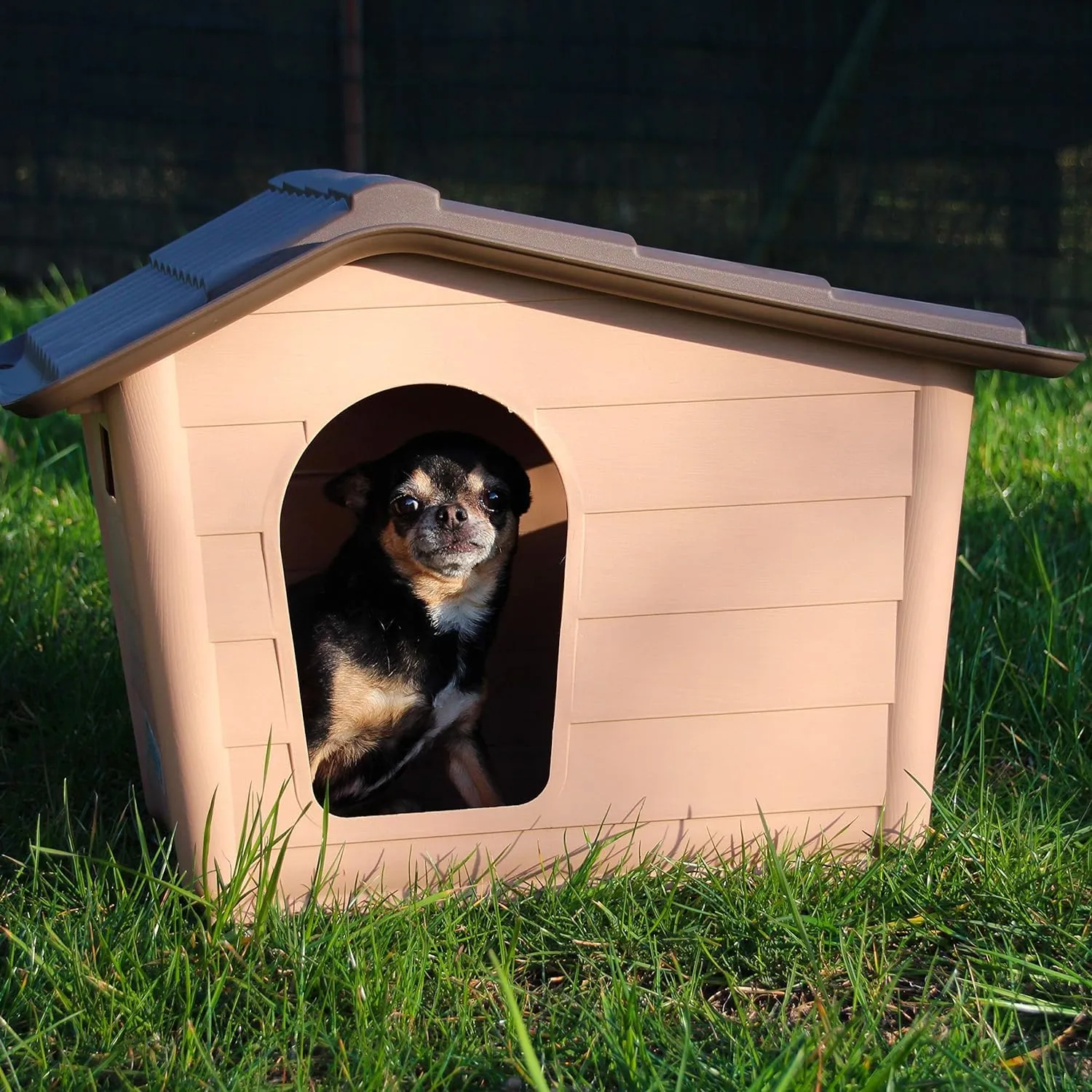 Croci Canile Villa Recycled - Cuccia Smontabile per Cani, Cuccia da esterno in Materiali Riciclati, Tetto Asportabile, 60X50X41 CM - immagine 4
