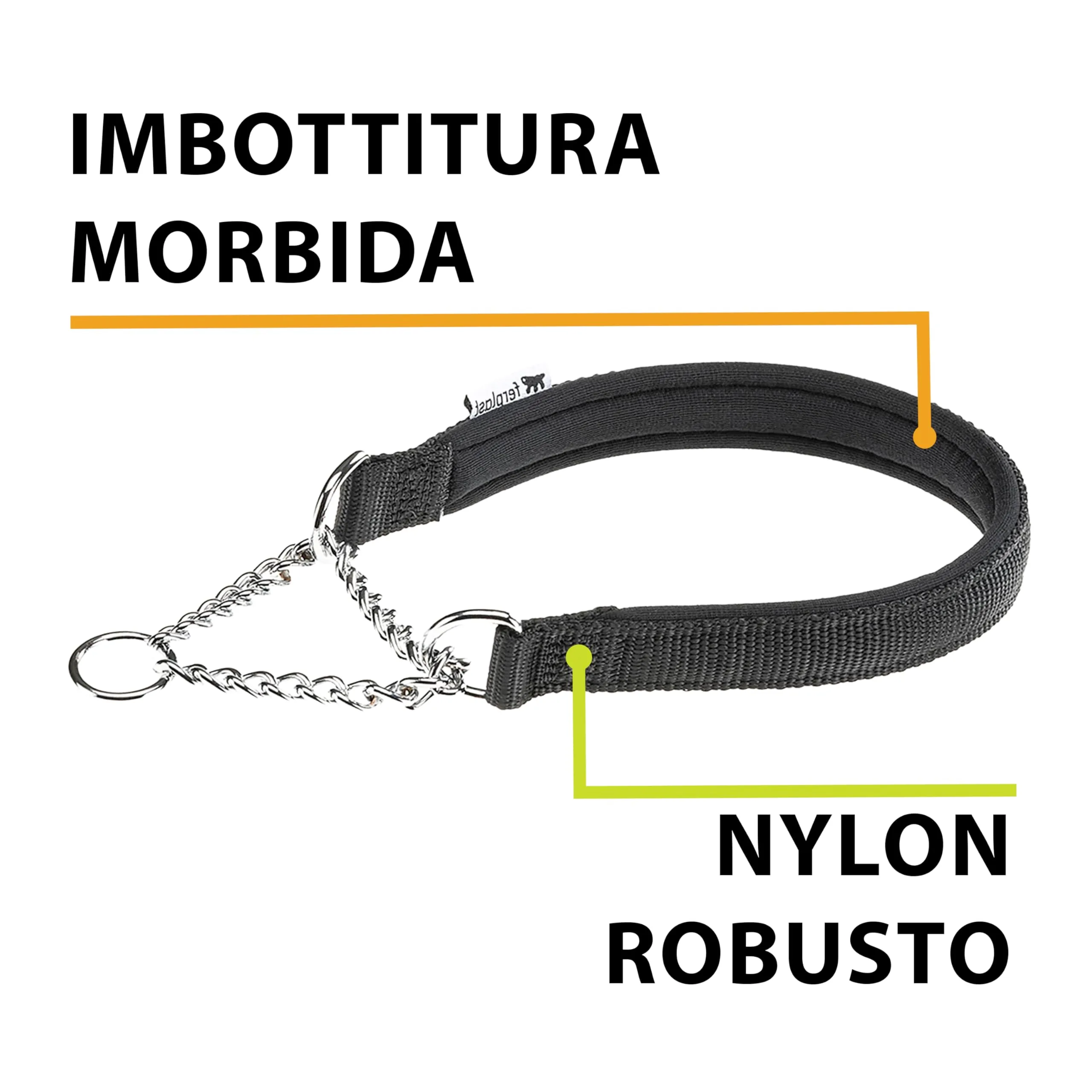 Ferplast Collare Cane Semistrozzo, in Nylon, Imbottito, Anti-trazione, per Addestramento Cani, Taglia ML (Circonferenza Collo 40-50 cm), Nero. - immagine 4