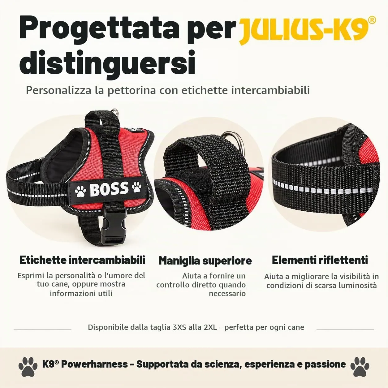 Julius-K9 162BR-MM Pettorina K9, Bordeaux - immagine 5