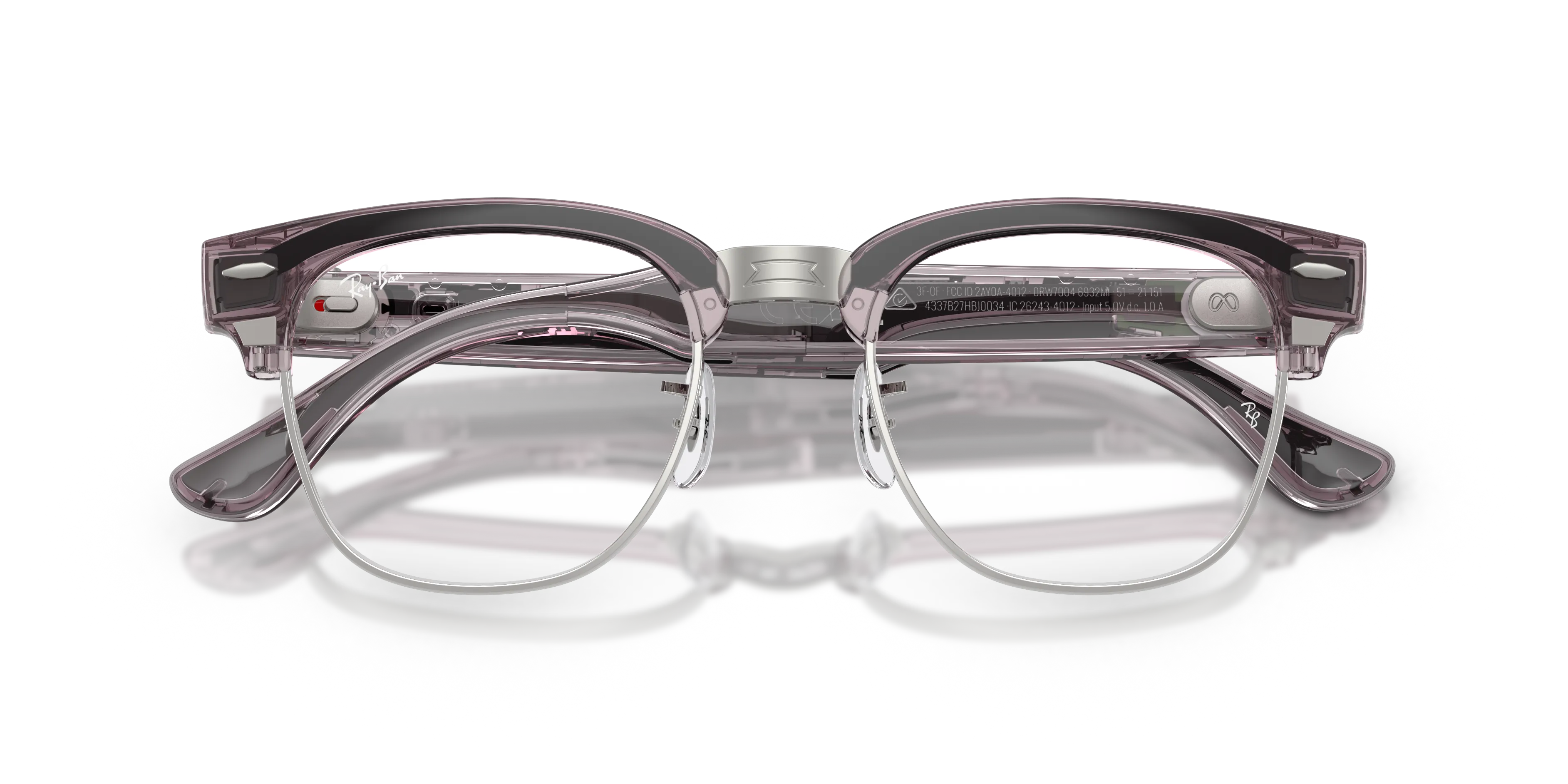 Ray - Ban RW7004 Ray-Ban Meta Audio Clubmaster 6932MI Smart glasses Iniettato Viola Rosso Squadrata Fotocromatiche - immagine 2